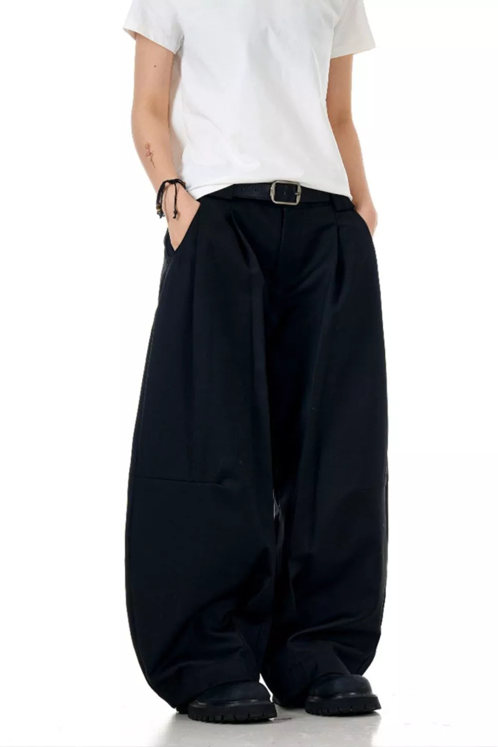 Men's Wide Leg Pants in Black, view 2