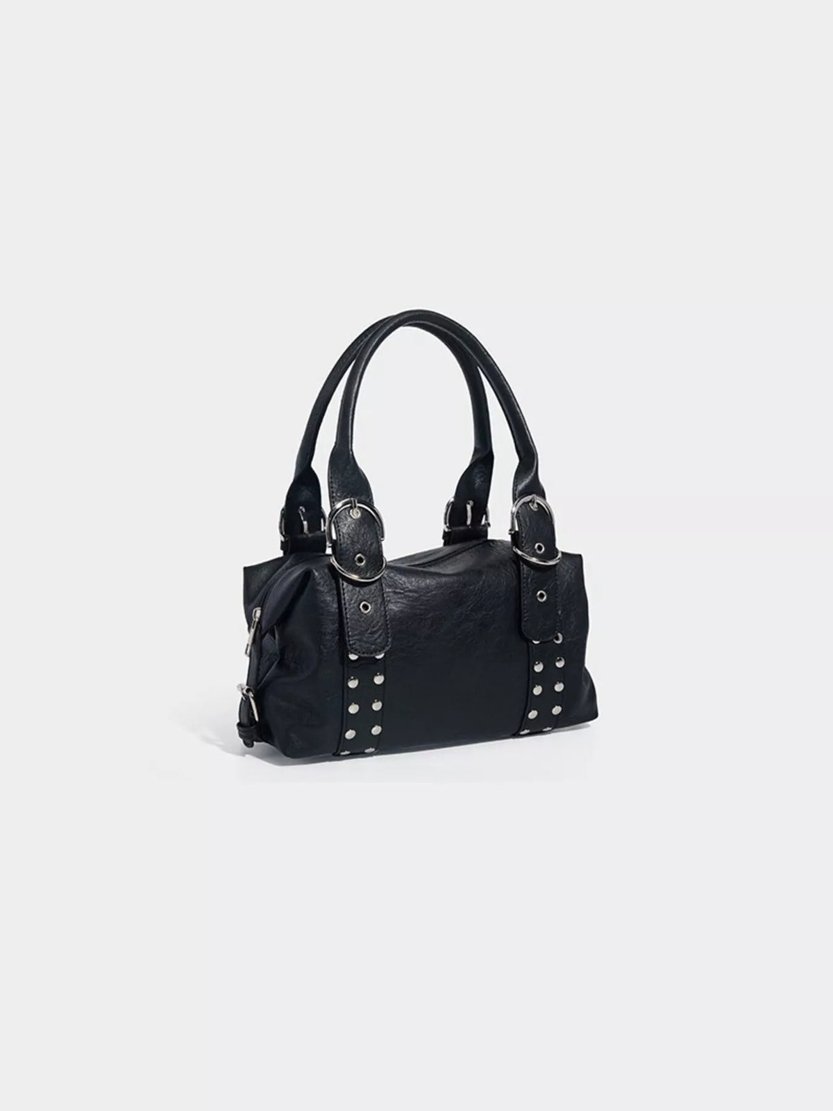 Studded Decor Shoulder Bag with Buckle Detail in Black, view 2