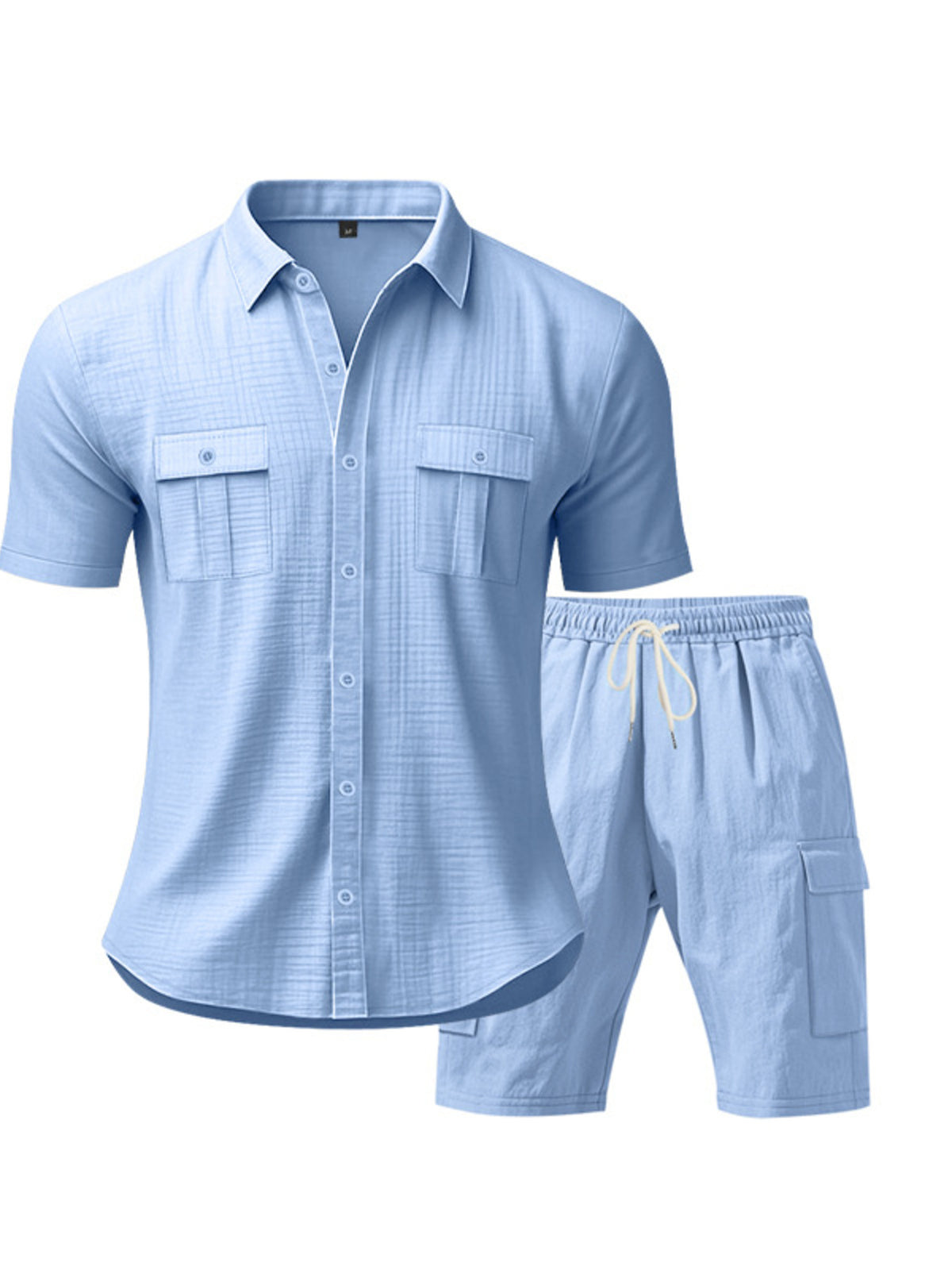 Men's Full Size Button Up Shirt and Shorts Set Plus Size - Lilixa.store