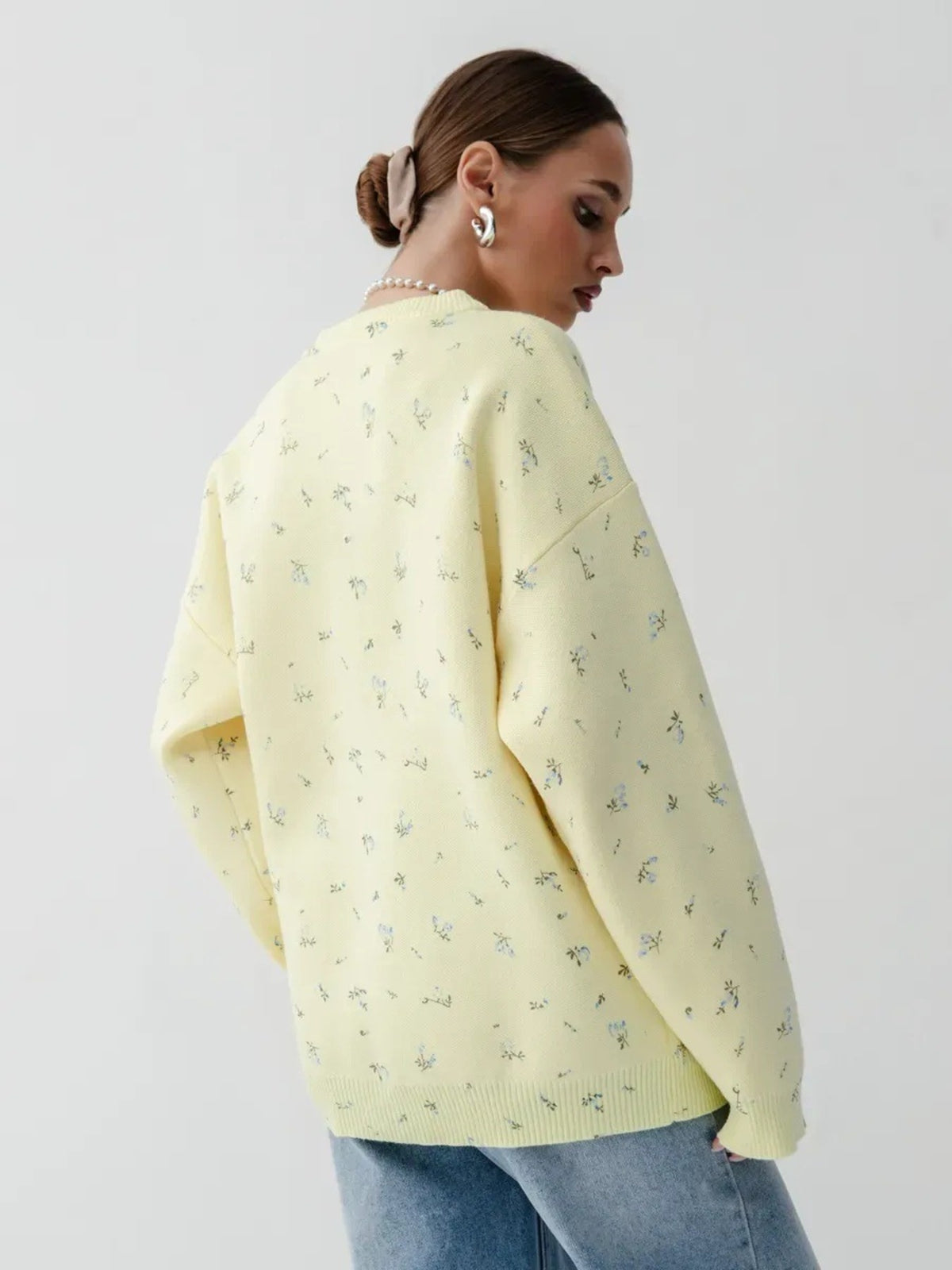 Floral Dropped Shoulder Oversized Sweater, view 16