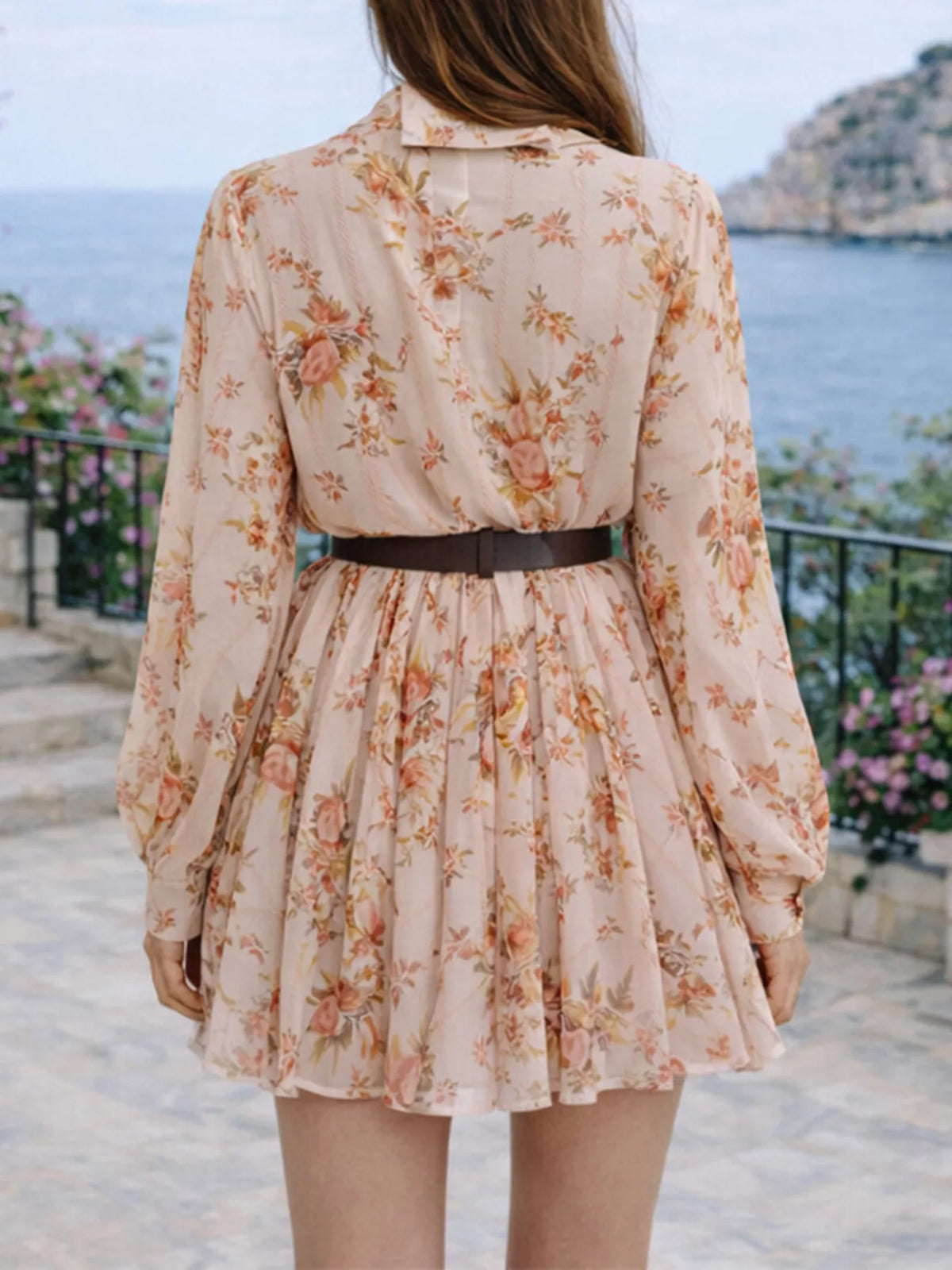 Full Size Floral Print Long Sleeve Shirt Dress Plus Size, view 2