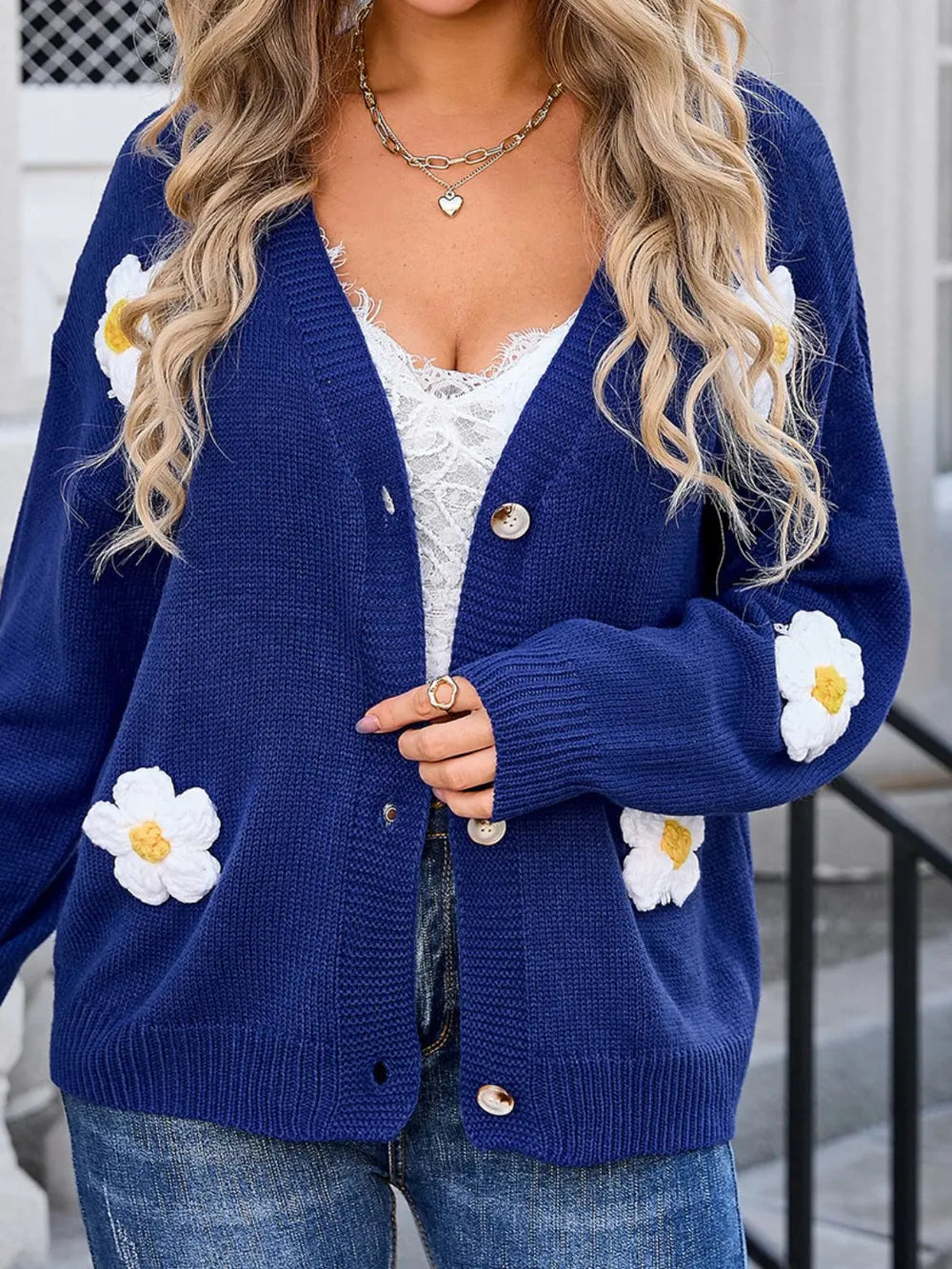 Angel Wings Crochet Flower Button Up Cardigan - Lilixa.store