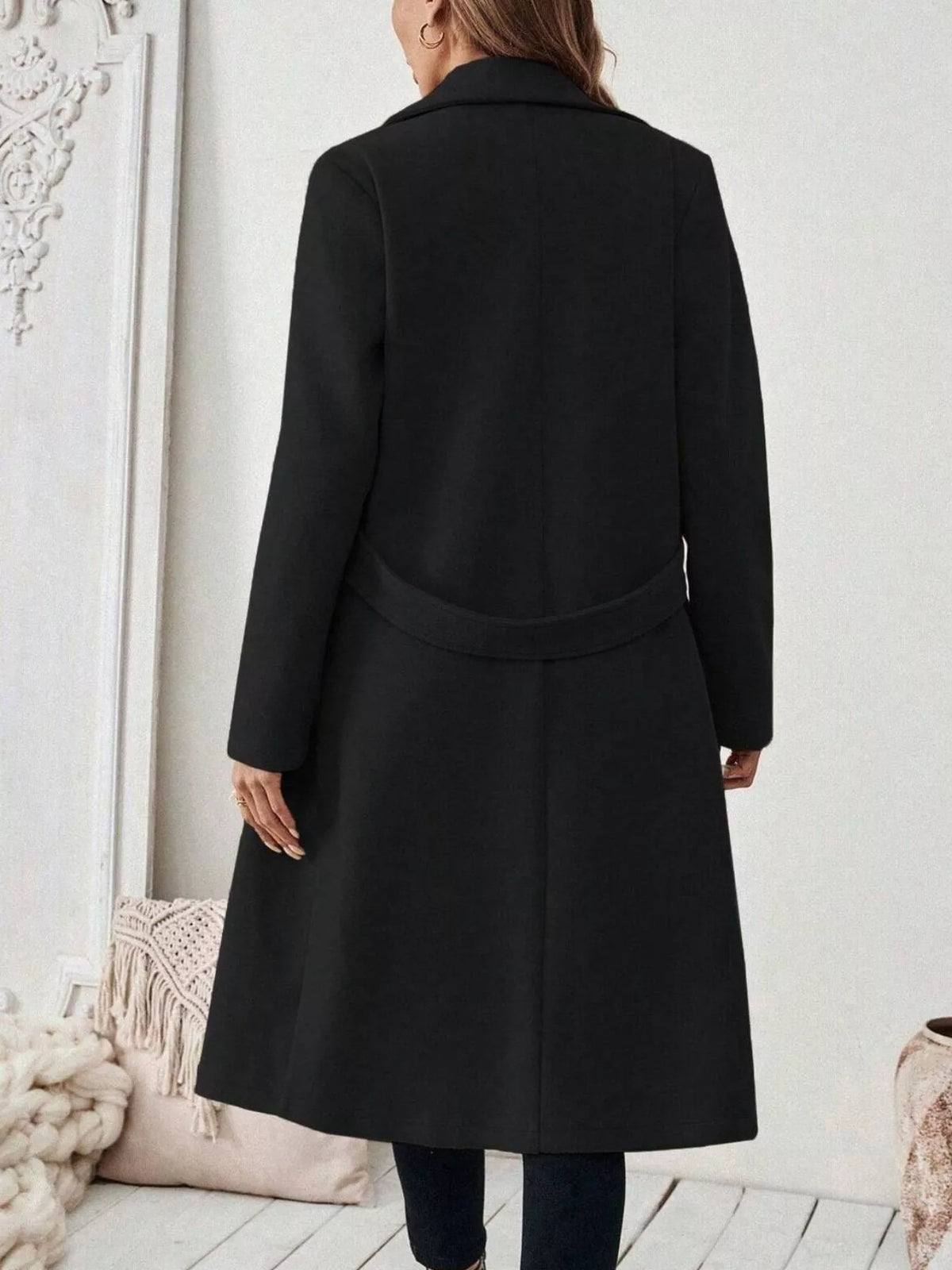 Lapel Collar Longline Coat - Lilixa.store