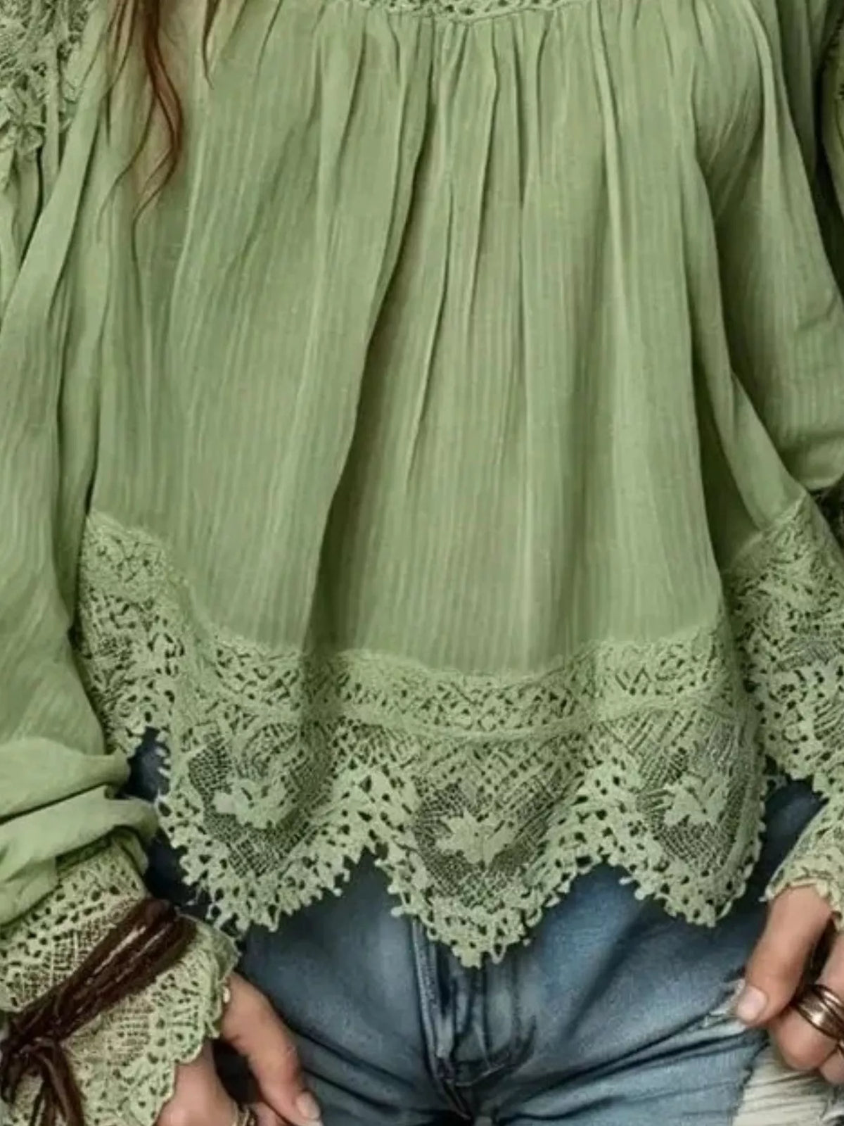 Lace Trim Cold Shoulder Blouse - Lilixa.store