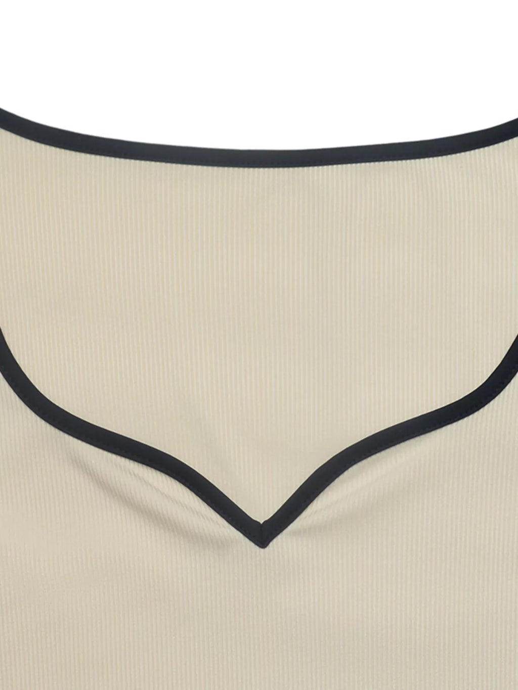 Ribbed Sweetheart Neckline Contrast Trim Long Sleeve Bodysuit - Lilixa.store