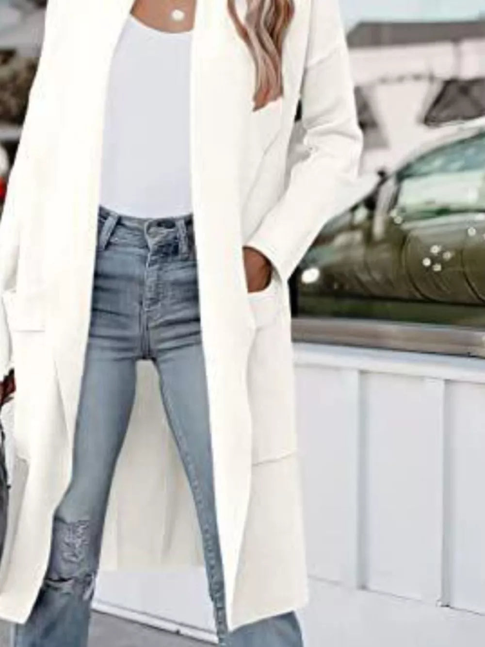 Open Front Dropped Shoulder Outerwear - Lilixa.store