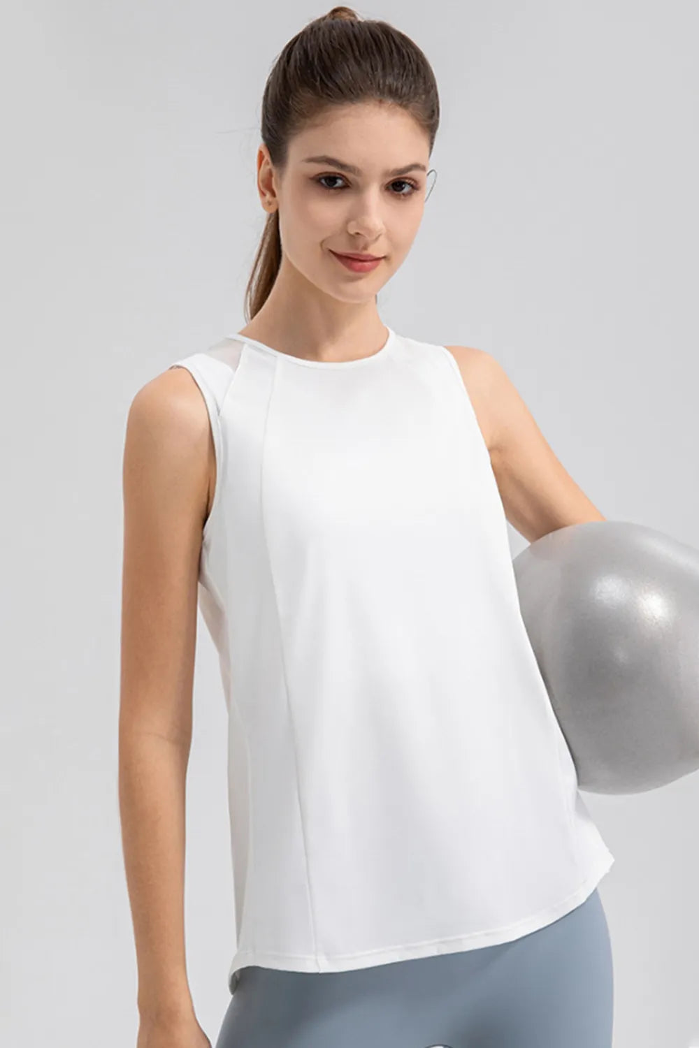 Round Neck Wide strap Active Tank - Lilixa.store