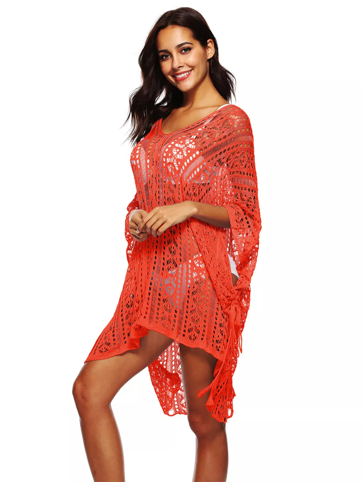 Crochet Knit V-Neck Cover-Up - Lilixa.store