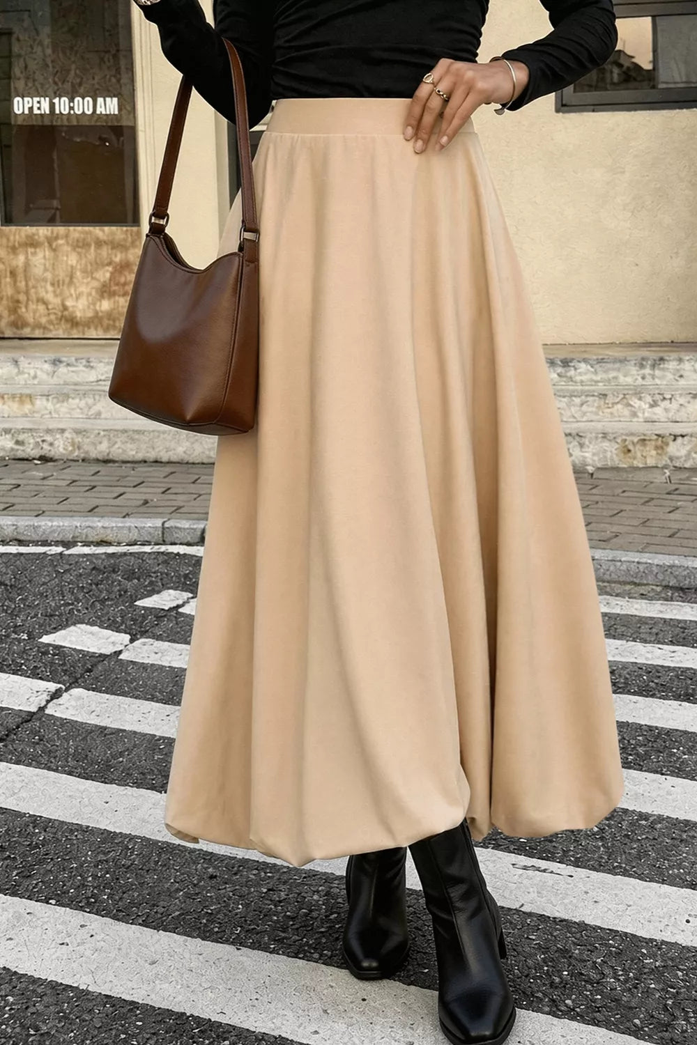 High-Waisted A-Line Midi Skirt - Lilixa.store