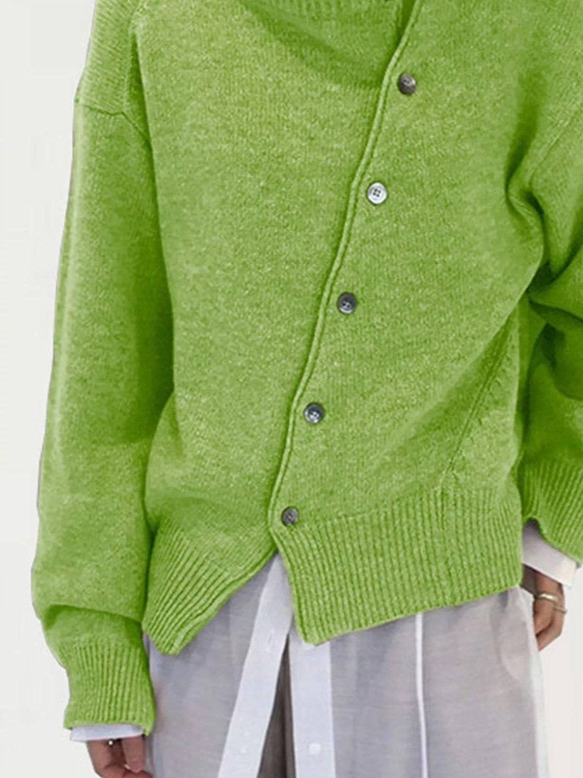 Asymmetric Button-Down Sweater - Lilixa.store