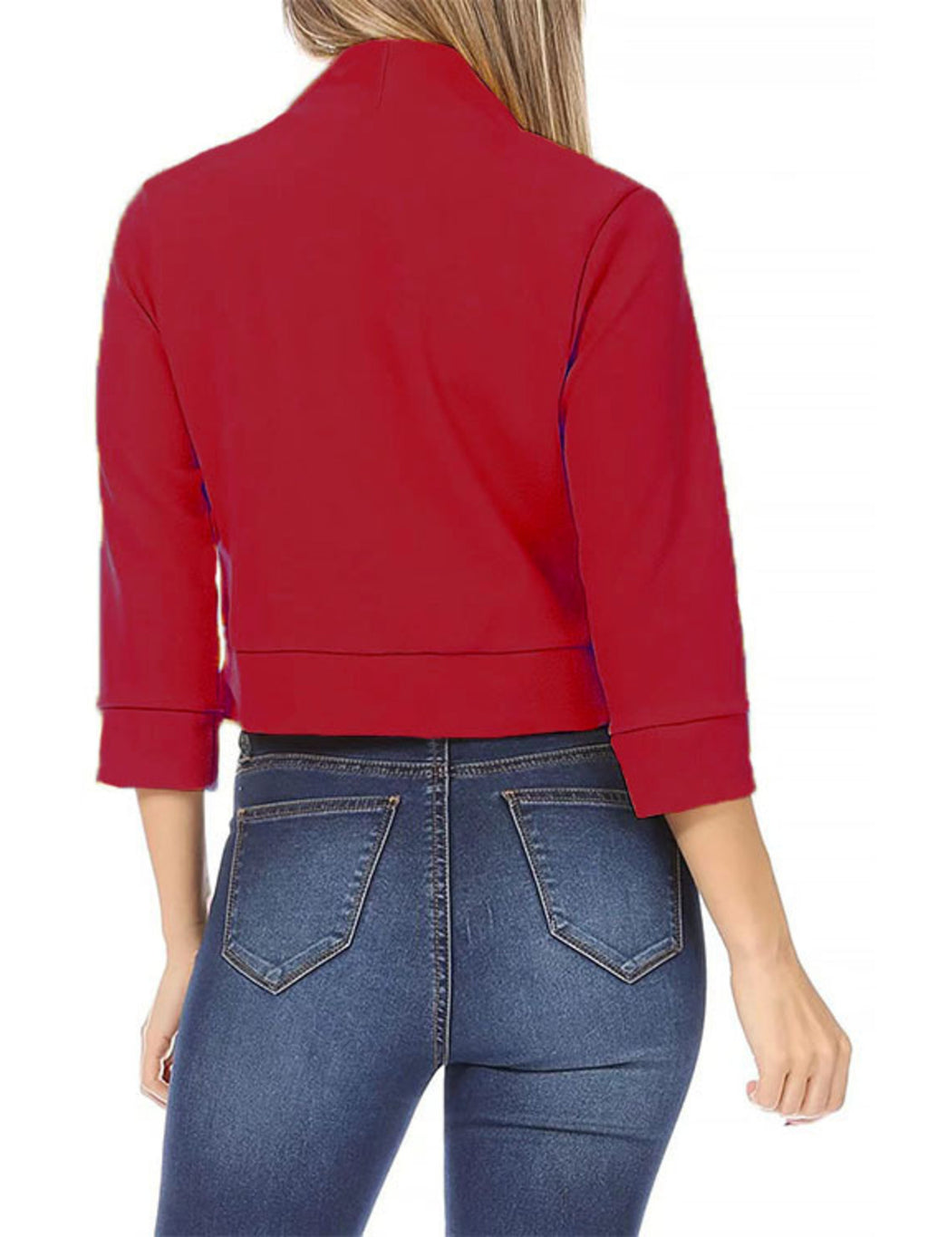 Full Size Cropped Open Front Blazer Plus Size - Lilixa.store