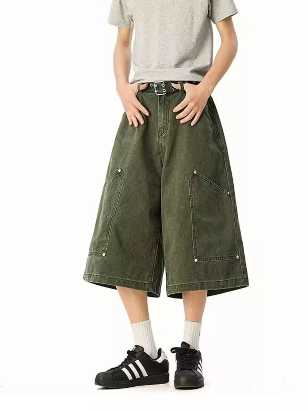 Men's Full Size Wide Leg Cropped Shorts Plus Size, view 3