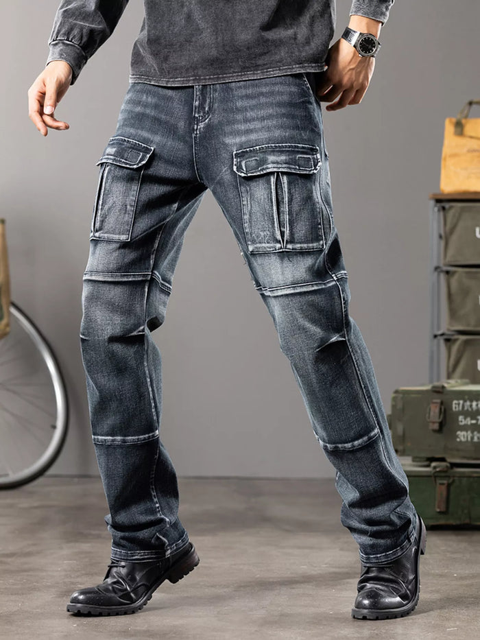 Men's Vintage Wash Cargo Jeans - Lilixa.store
