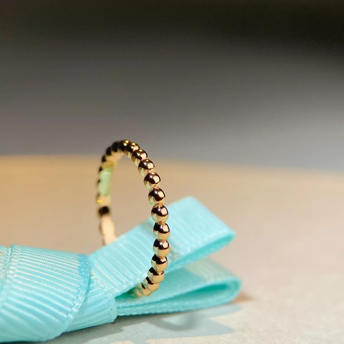 18K Gold-Plated 925 Sterling Silver Bead Ring - Lilixa.store