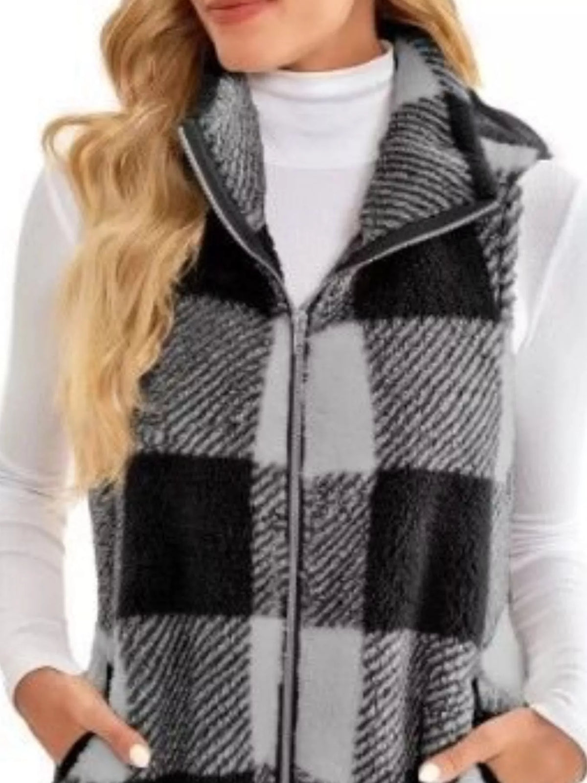 Full Size Color Block Zip Up Vest Coat Plus Size - Lilixa.store
