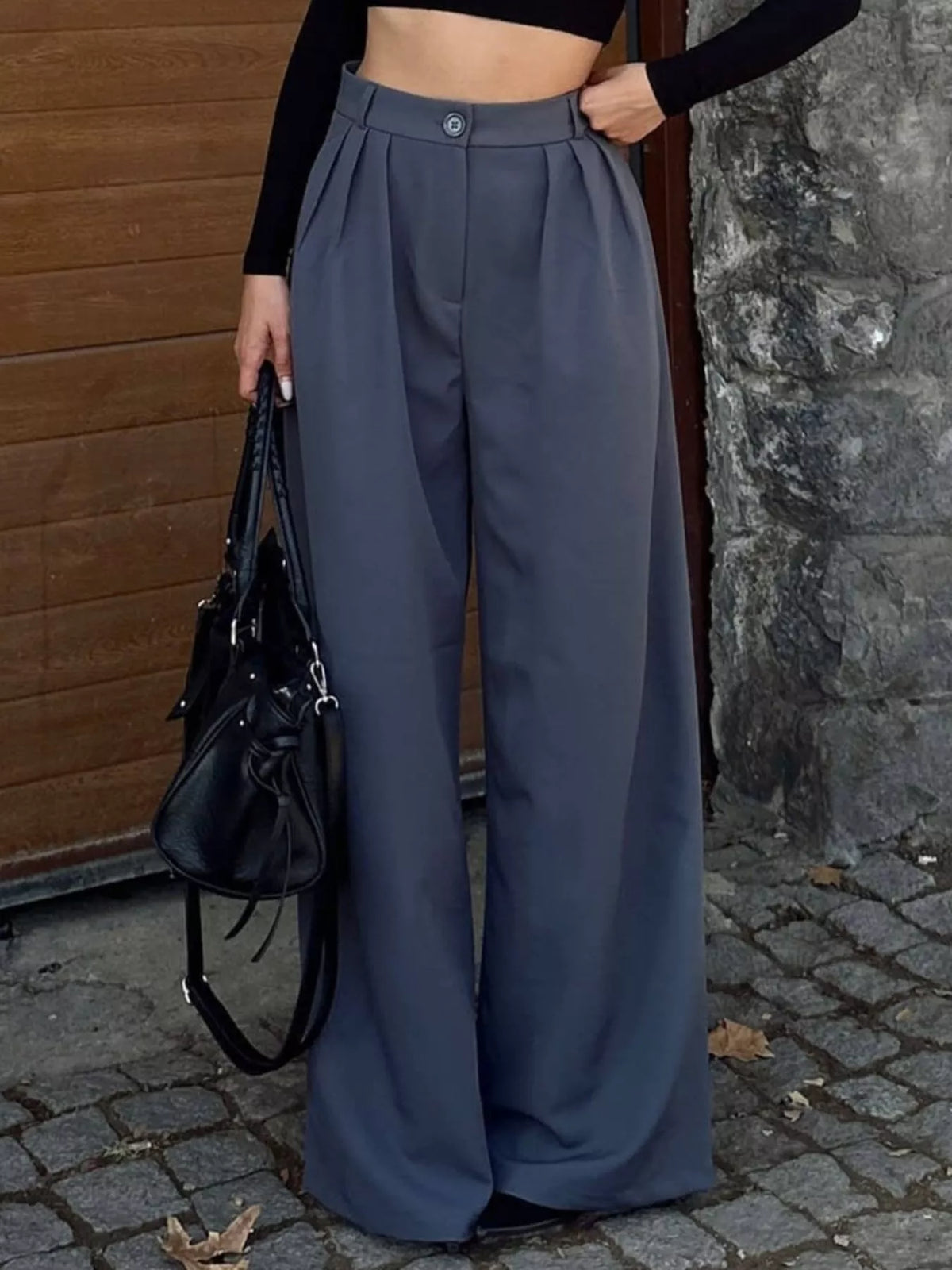 High-Waisted Pleated Wide-Leg Pants