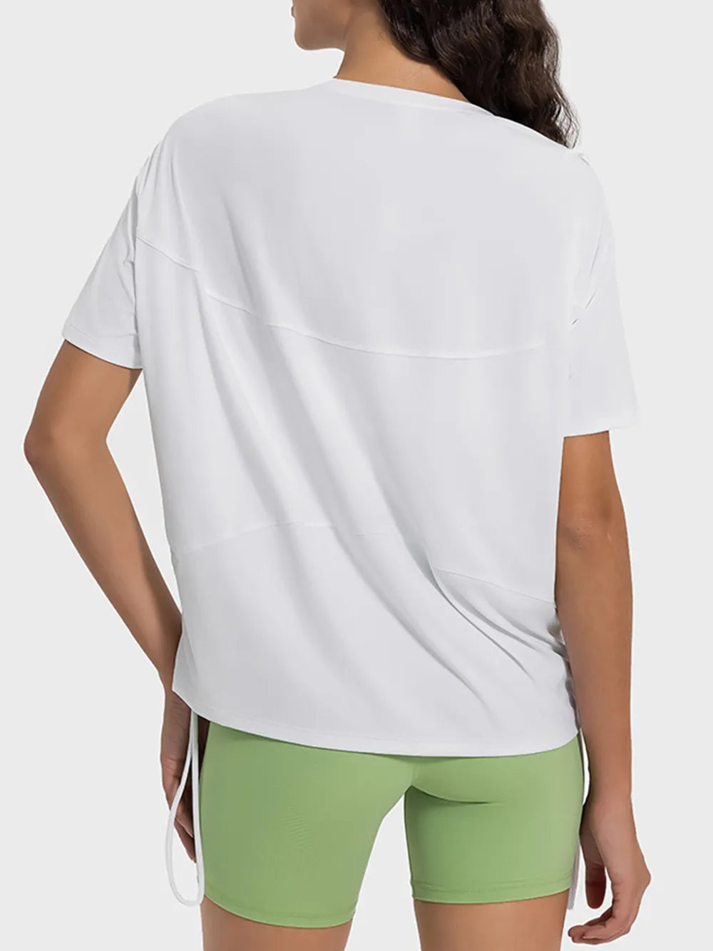 Millennia Drawstring Round Neck Short Sleeve Active T-Shirt - Lilixa.store