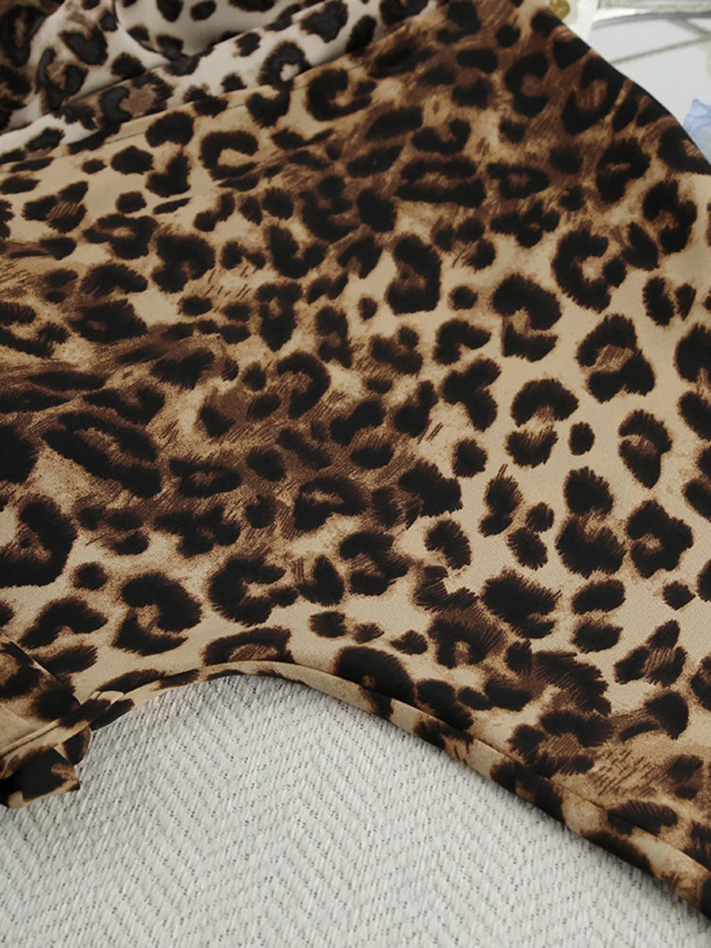 Leopard Cardigan and Wide Leg Pants Lounge Set - Lilixa.store