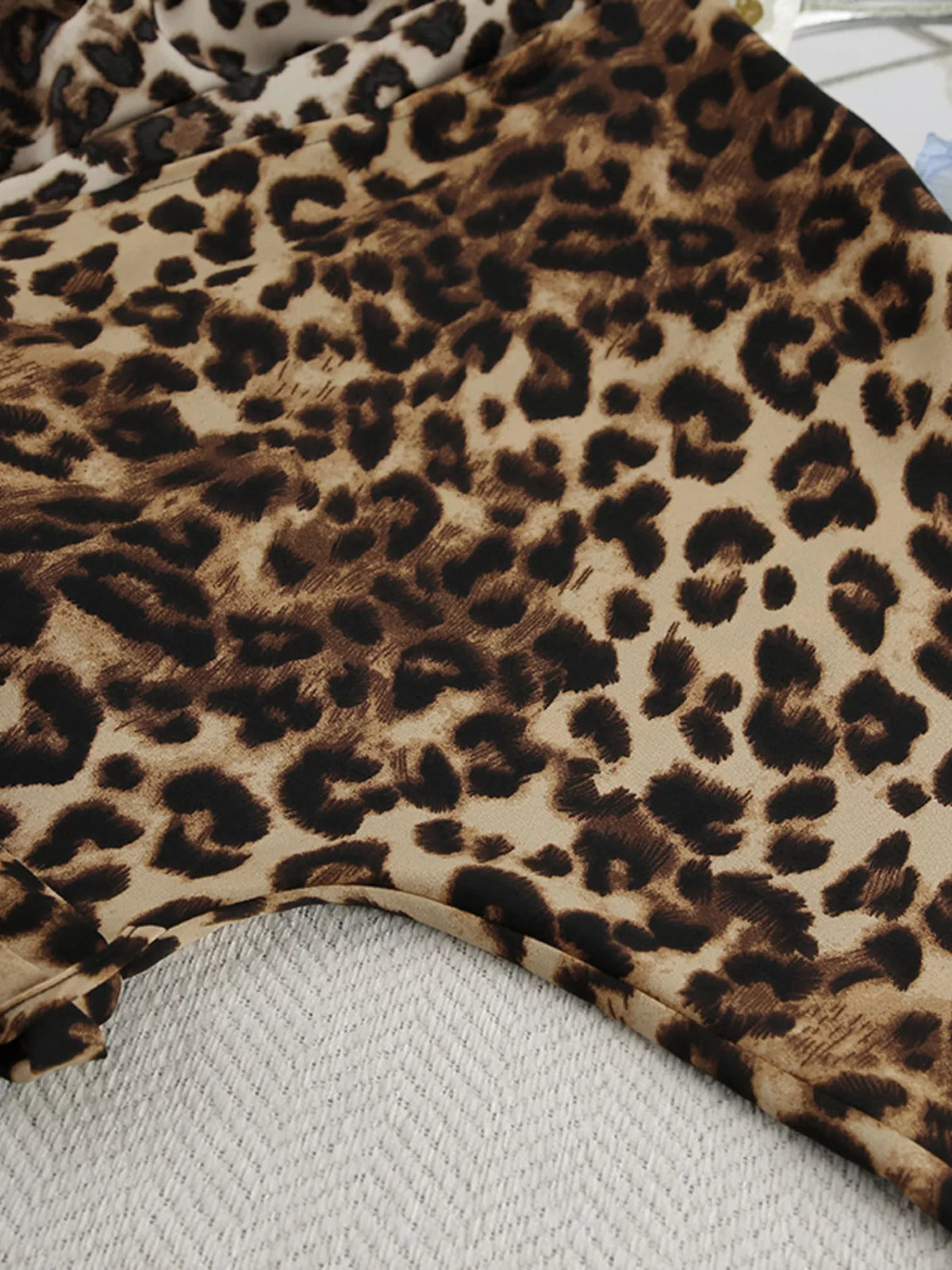 Leopard Cardigan and Wide Leg Pants Lounge Set - Lilixa.store