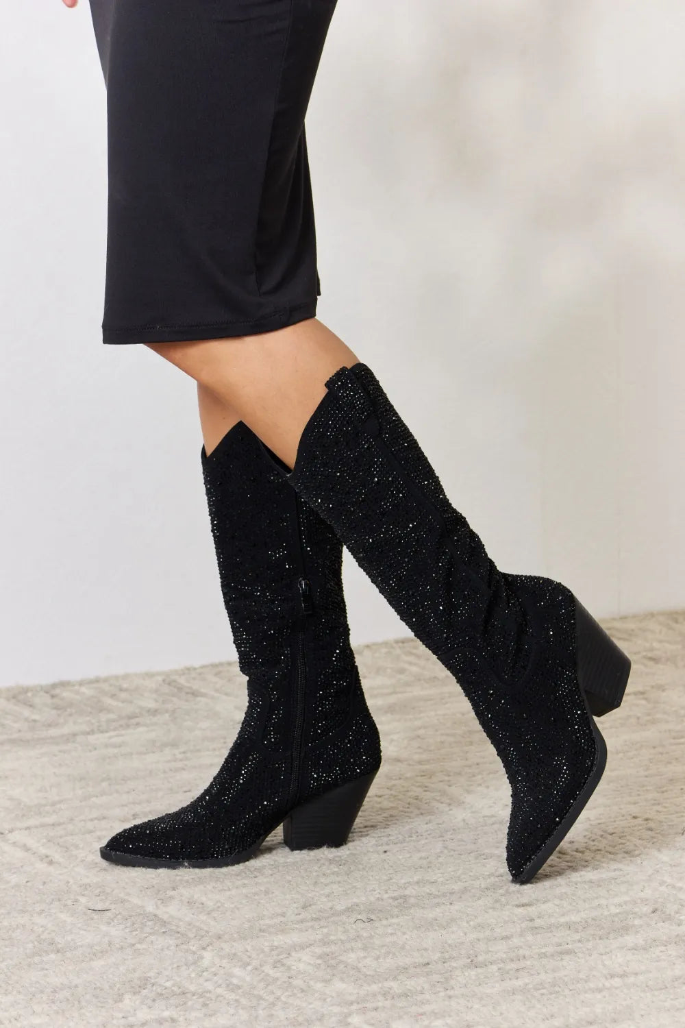 Forever Link Rhinestone Knee High Cowboy Boots - Lilixa.store