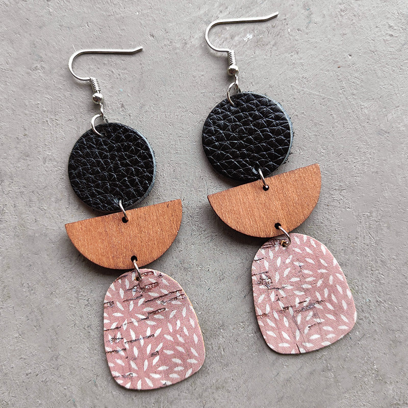 Leather & Wood Drop Earrings - Lilixa.store