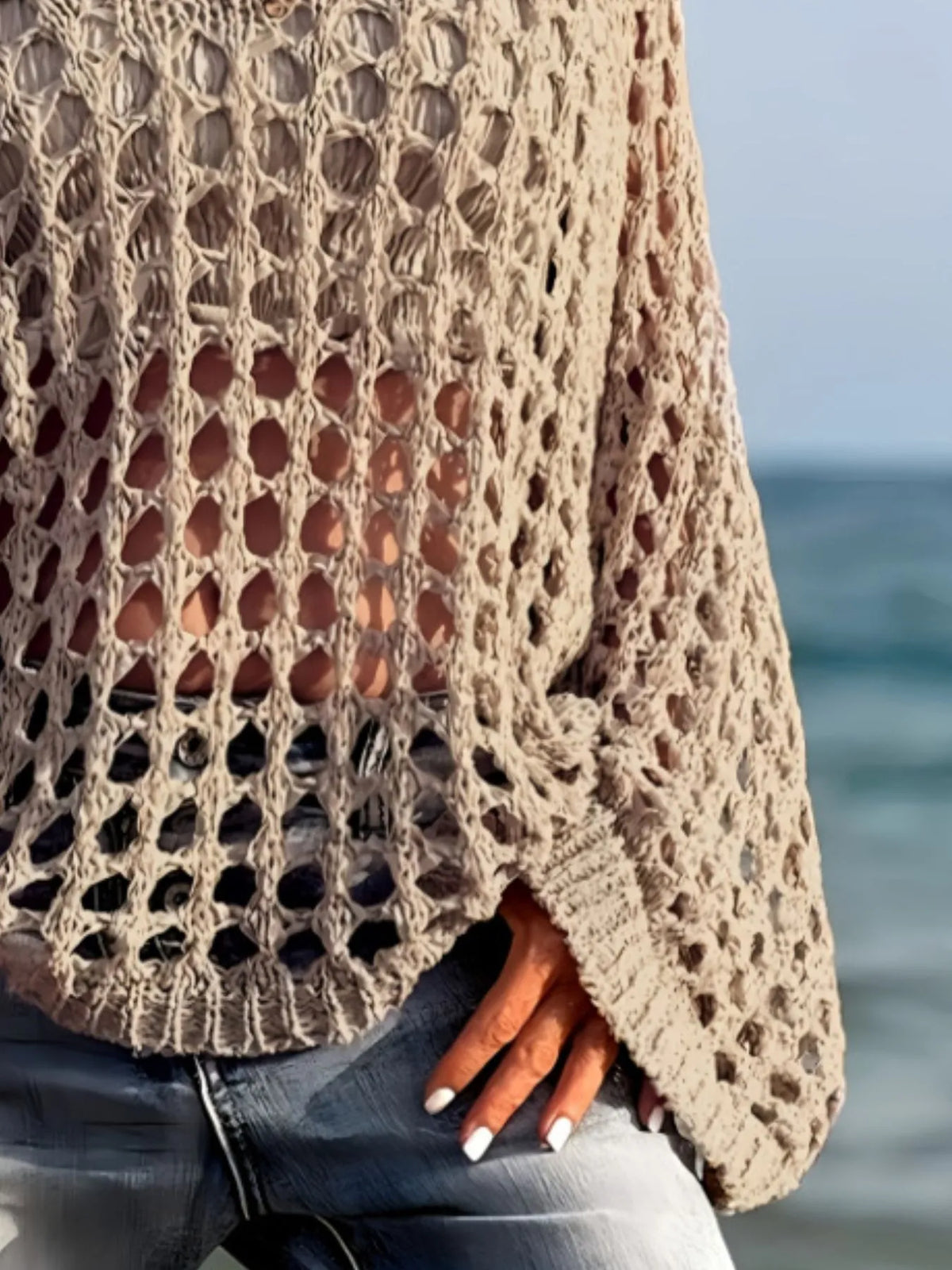 Crochet Long Sleeve Knit Cover Up - Lilixa.store
