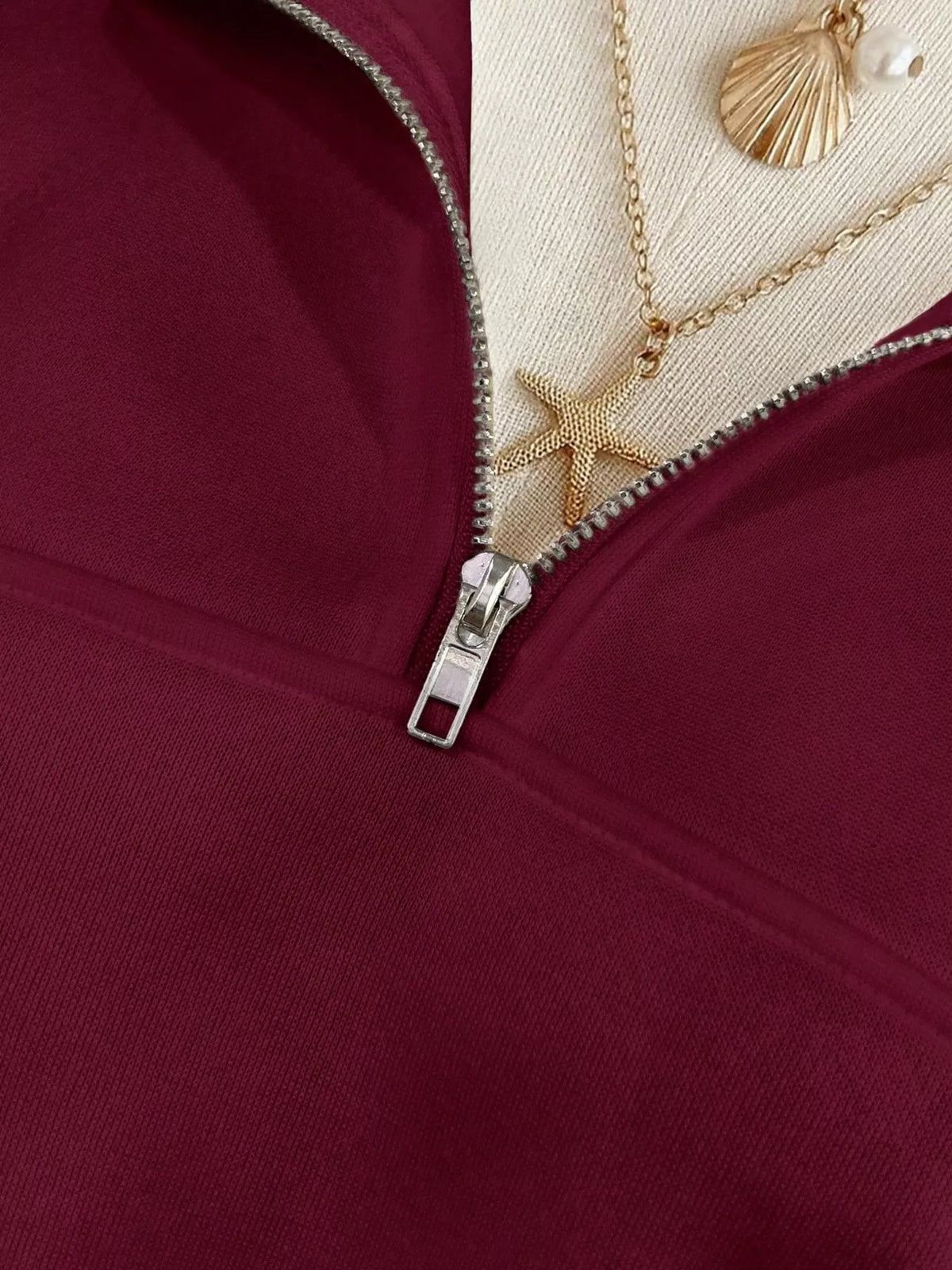 Quarter-Zip Dropped Shoulder Sweatshirt - Lilixa.store