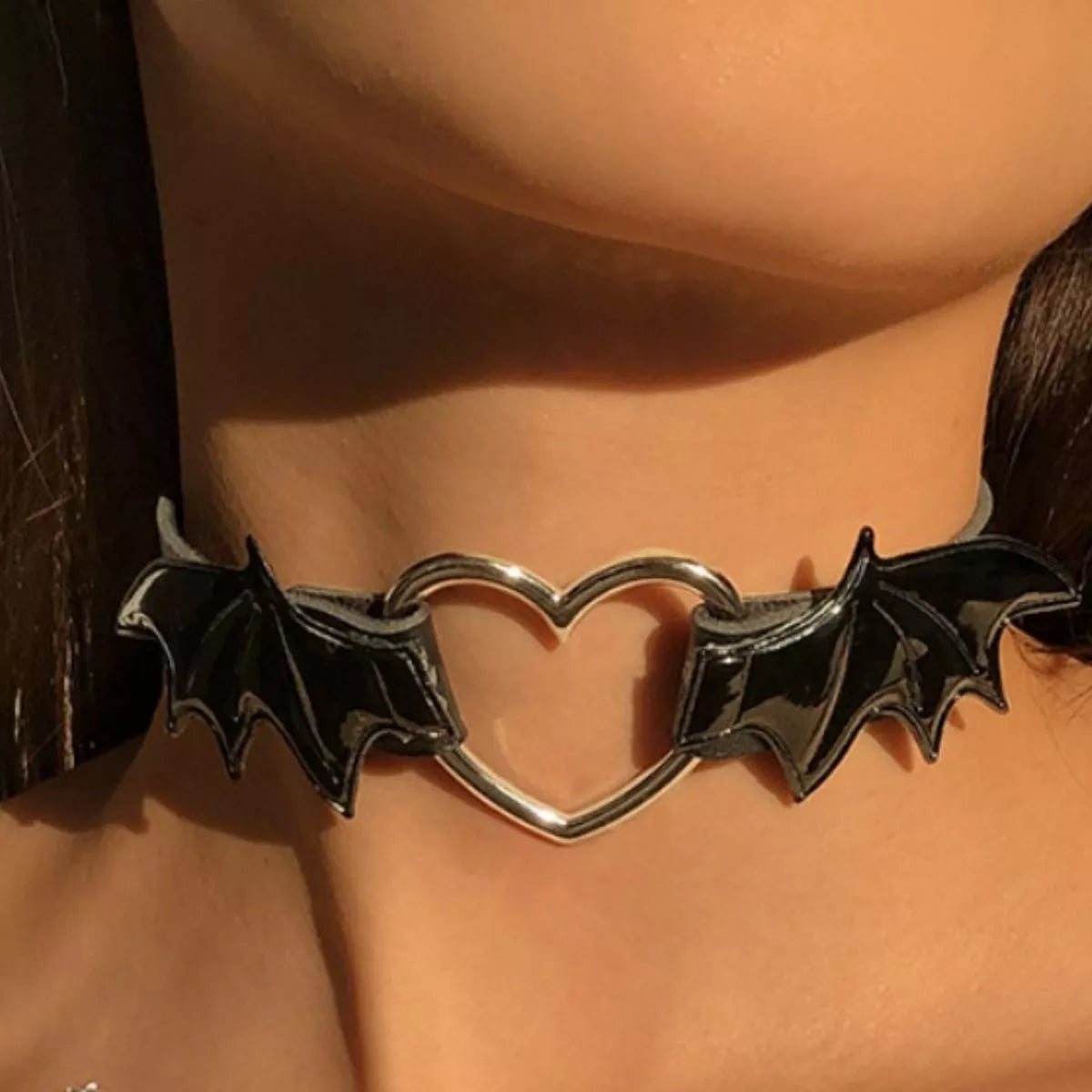 Gothic Bat Wing Heart Choker Necklace - Lilixa.store