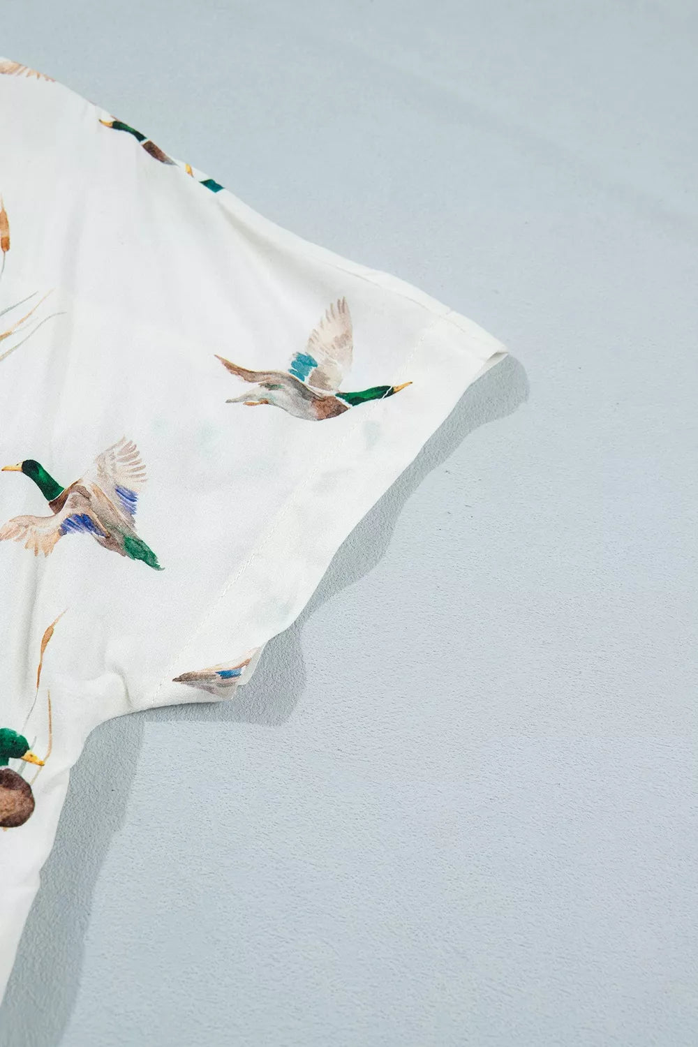 Mallard Printed Button Flap Pocket Short Sleeve Shirt in White, view 13