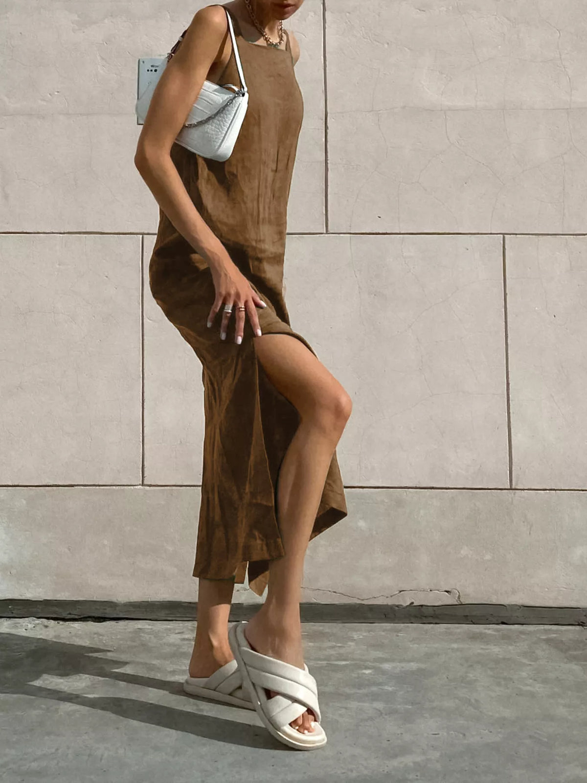 Side Slit Sleeveless Midi Dress, view 10