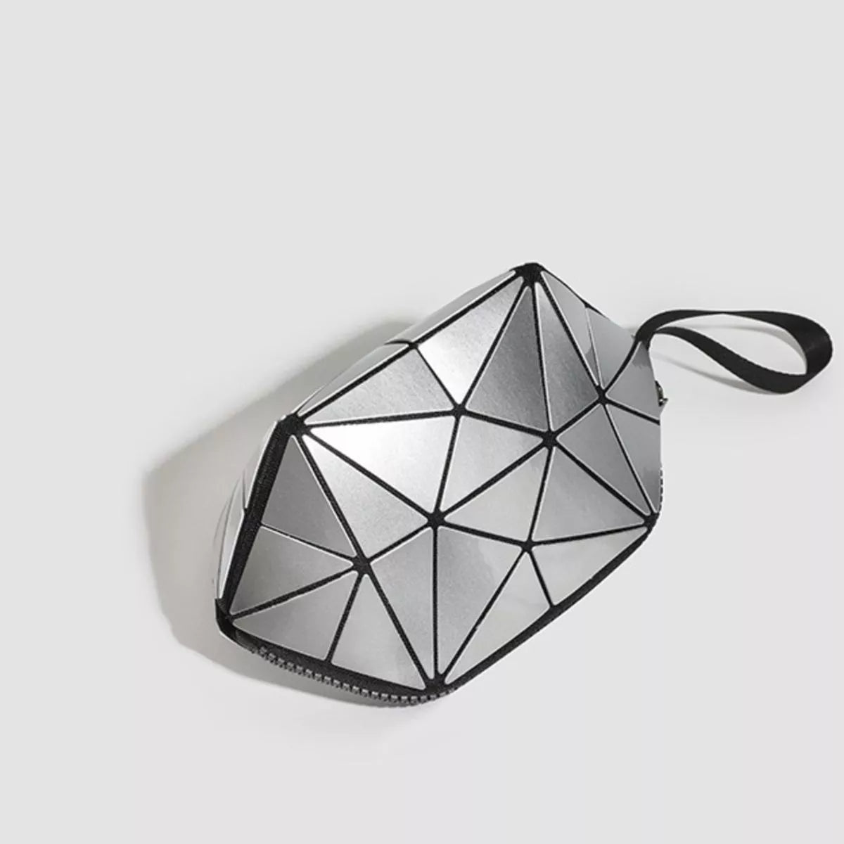 Geometric Metallic Silver Clutch with Modern Origami Design, view 6
