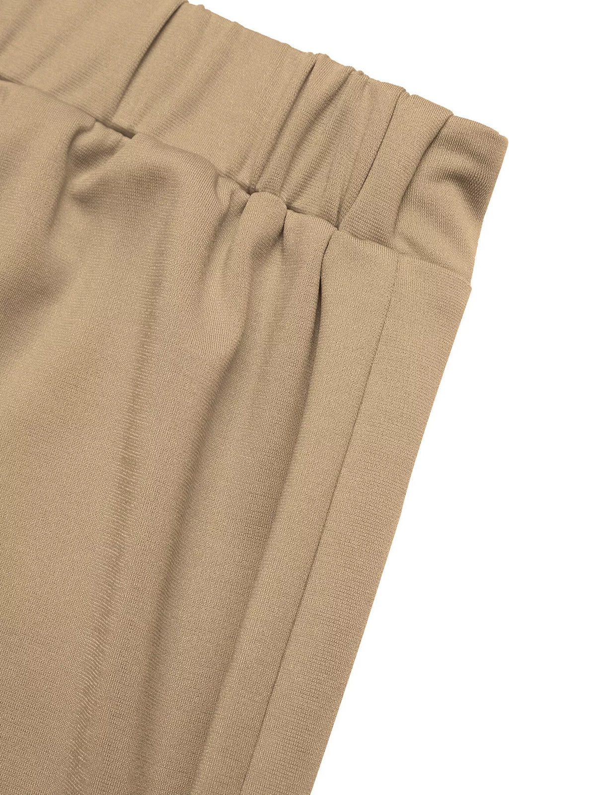 Striped Button-Down Shirt and High-Waisted Flare Pants Set in Khaki, view 8