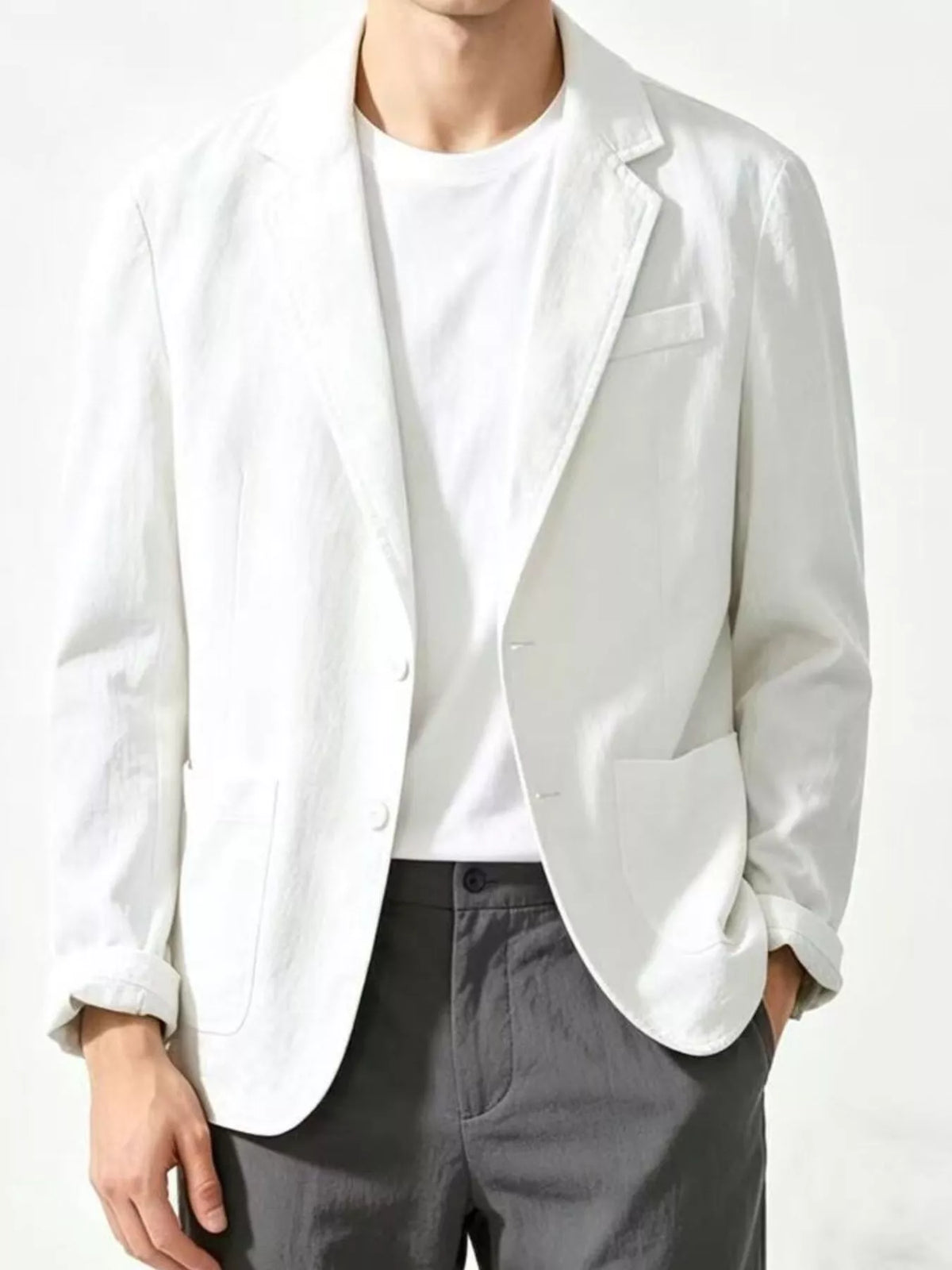 Men's Plus Size Button Up Long Sleeve Blazer - Lilixa.store