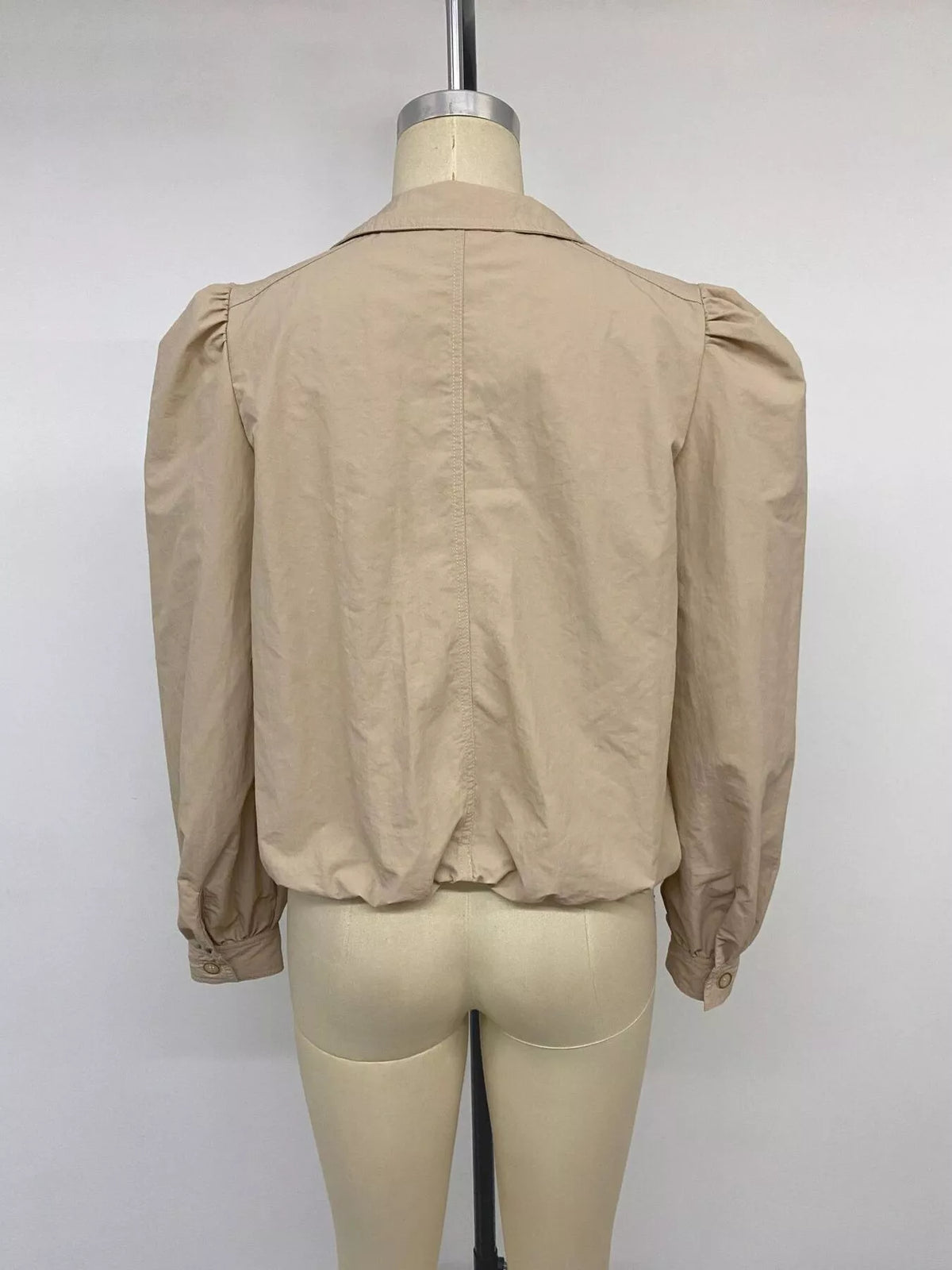Button-Down Puff-Sleeve Jacket