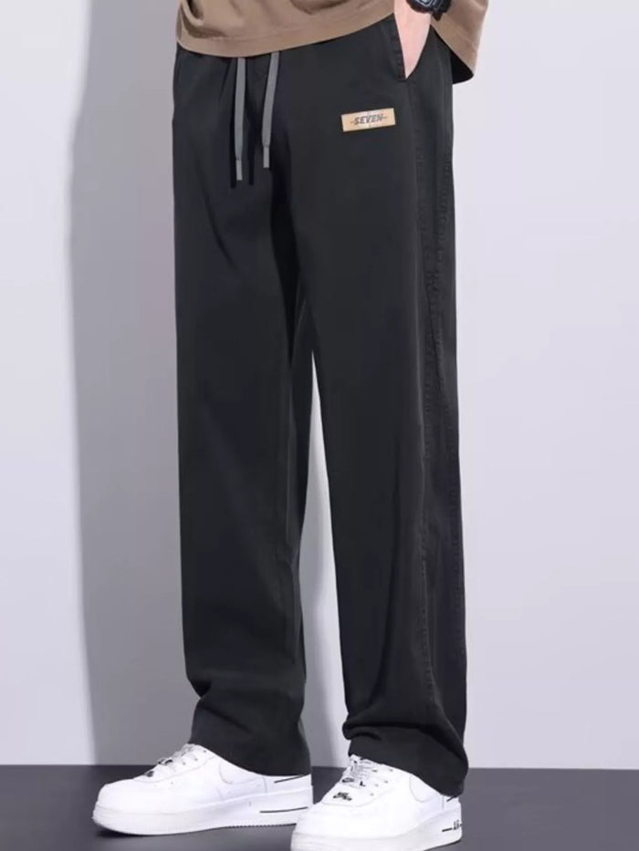 Men's Plus Size Relaxed Fit Drawstring Pants in Black