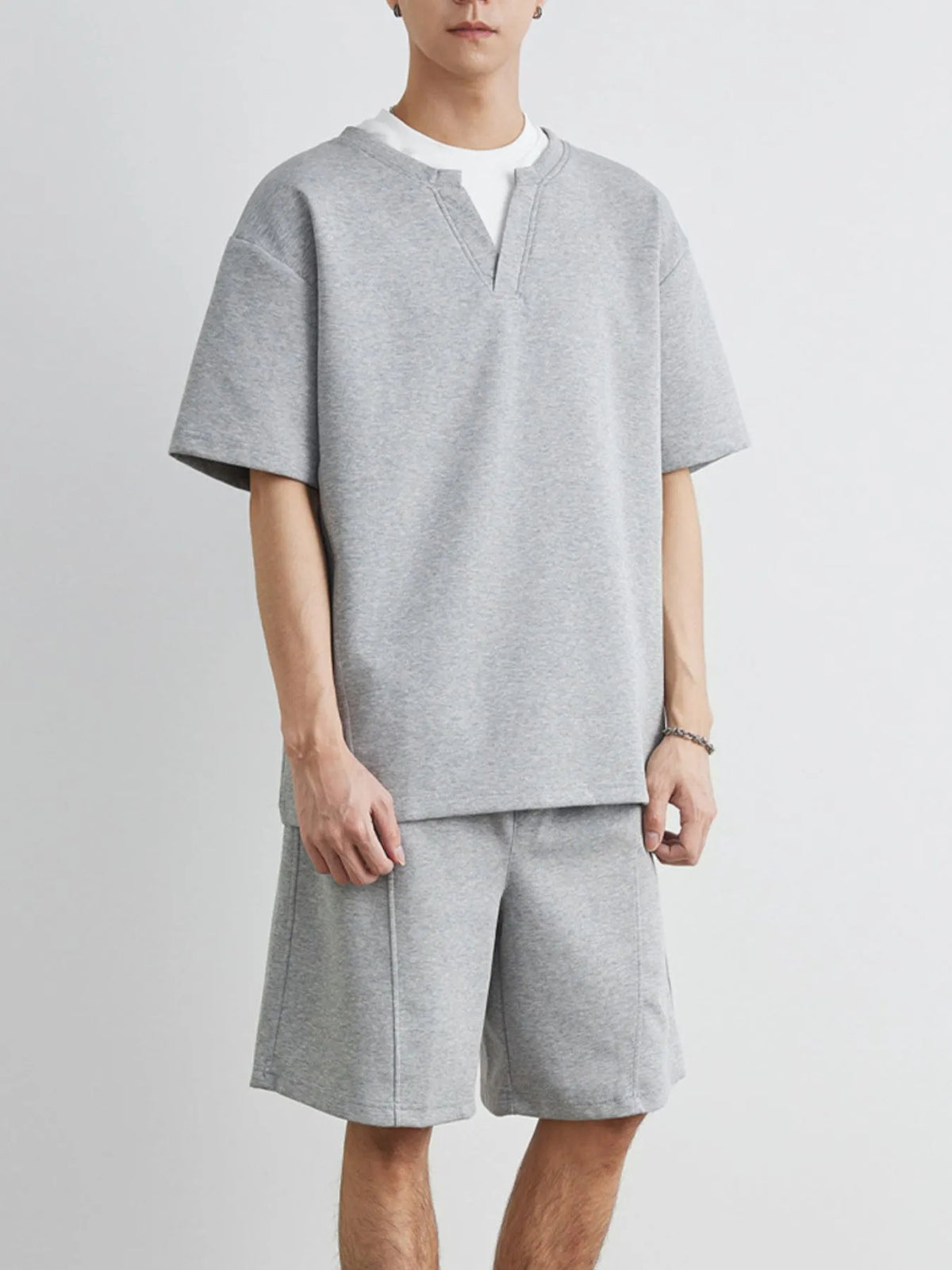 Men's Plus Size Half Sleeve Top and Shorts Set, view 4