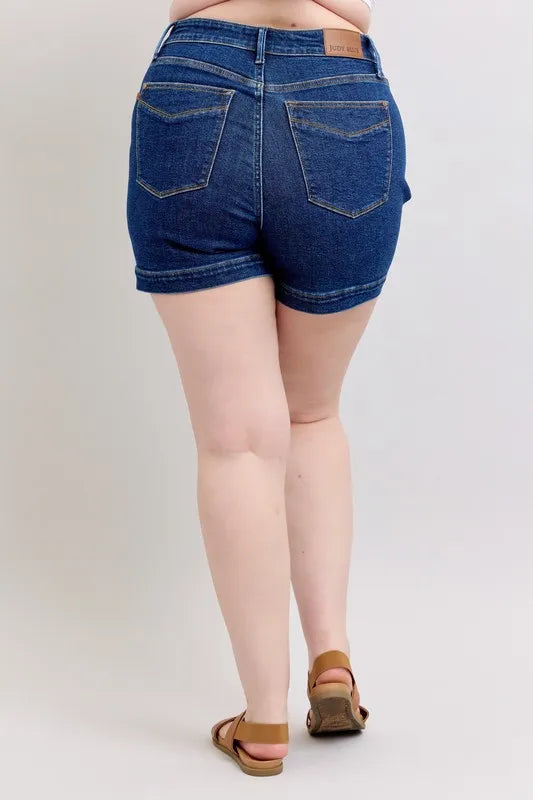 Judy Blue Full Size High Waist Tummy Control Denim Shorts Plus Size - Lilixa.store