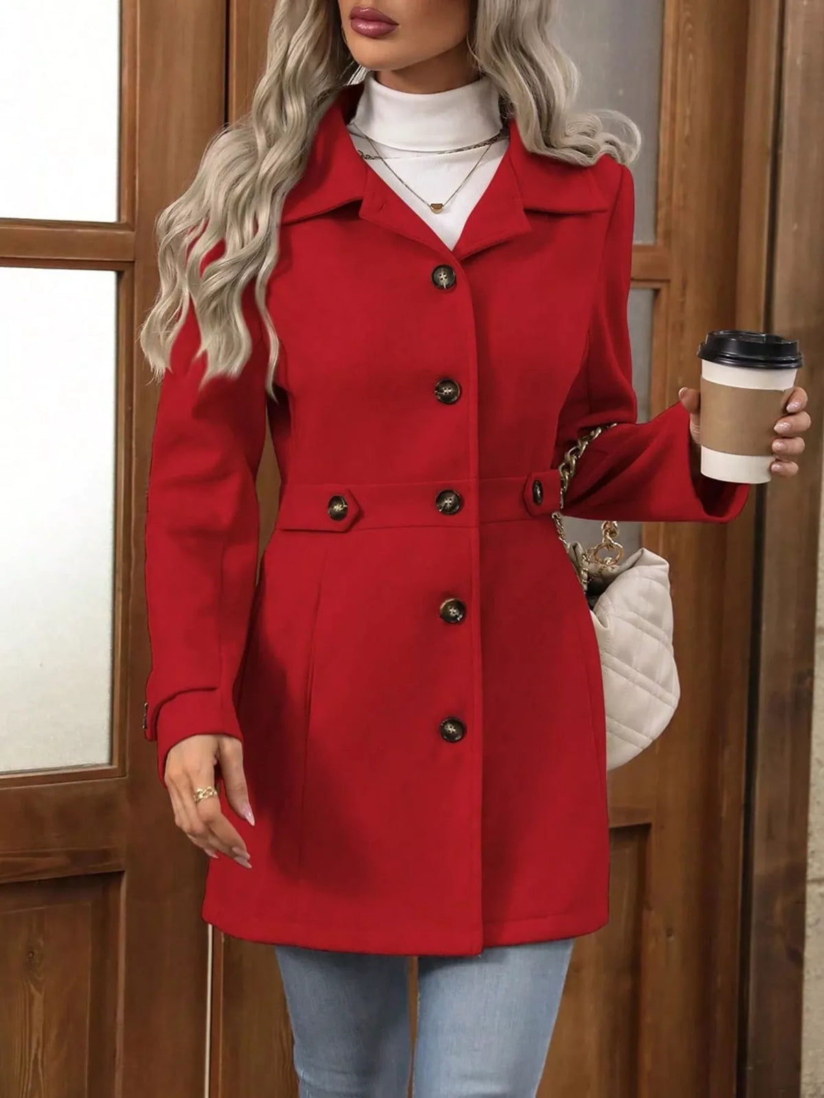 Single-Breasted Long Sleeve Coat - Lilixa.store