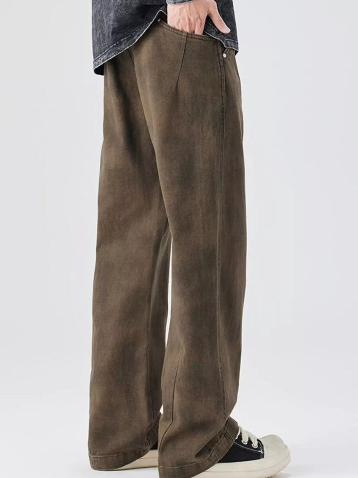 Men's Plus Size Vintage Wash Wide Leg Pants, view 4