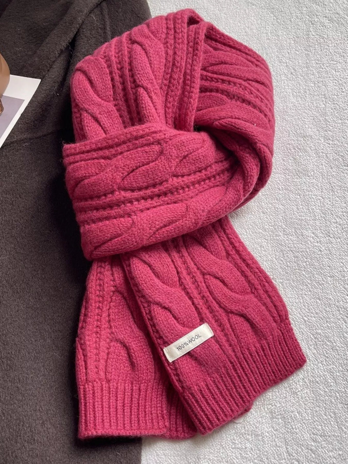 Wool Cable Knit Winter Scarf - Lilixa.store