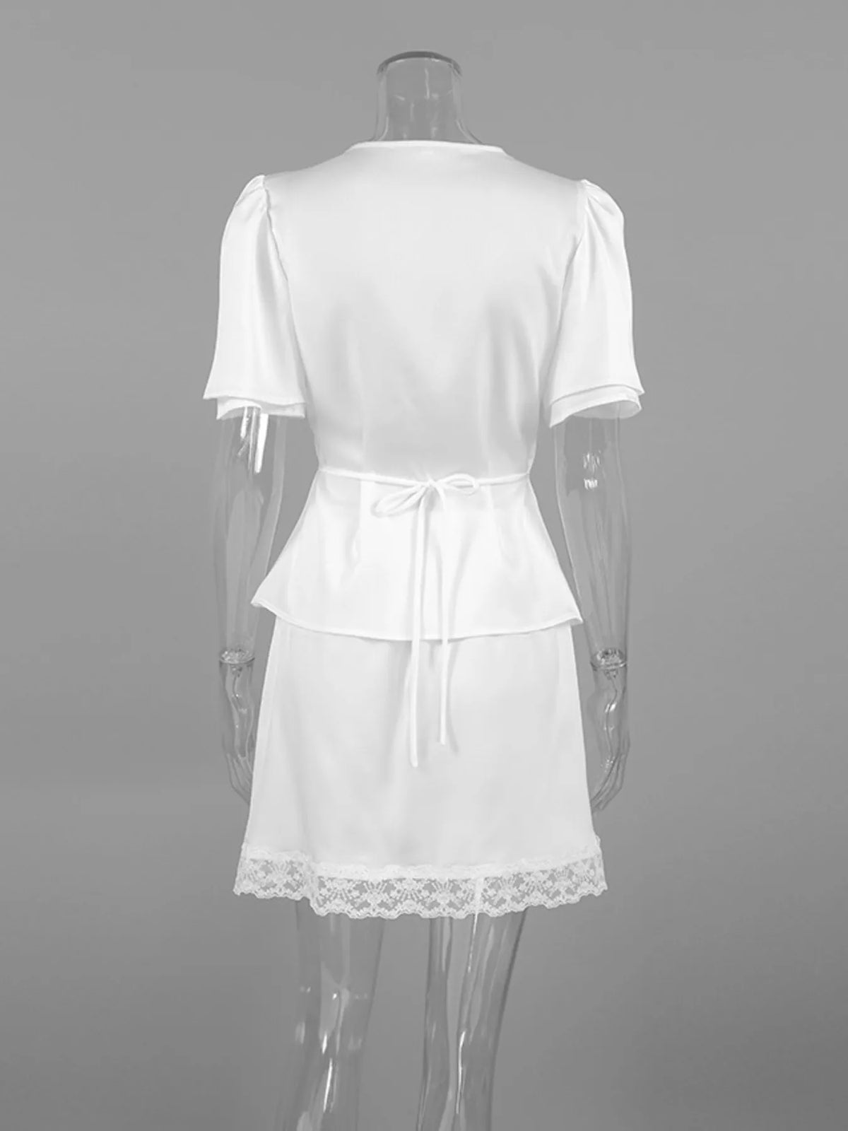 Lace Detail Short Sleeve Top and Skirt Set, view 4