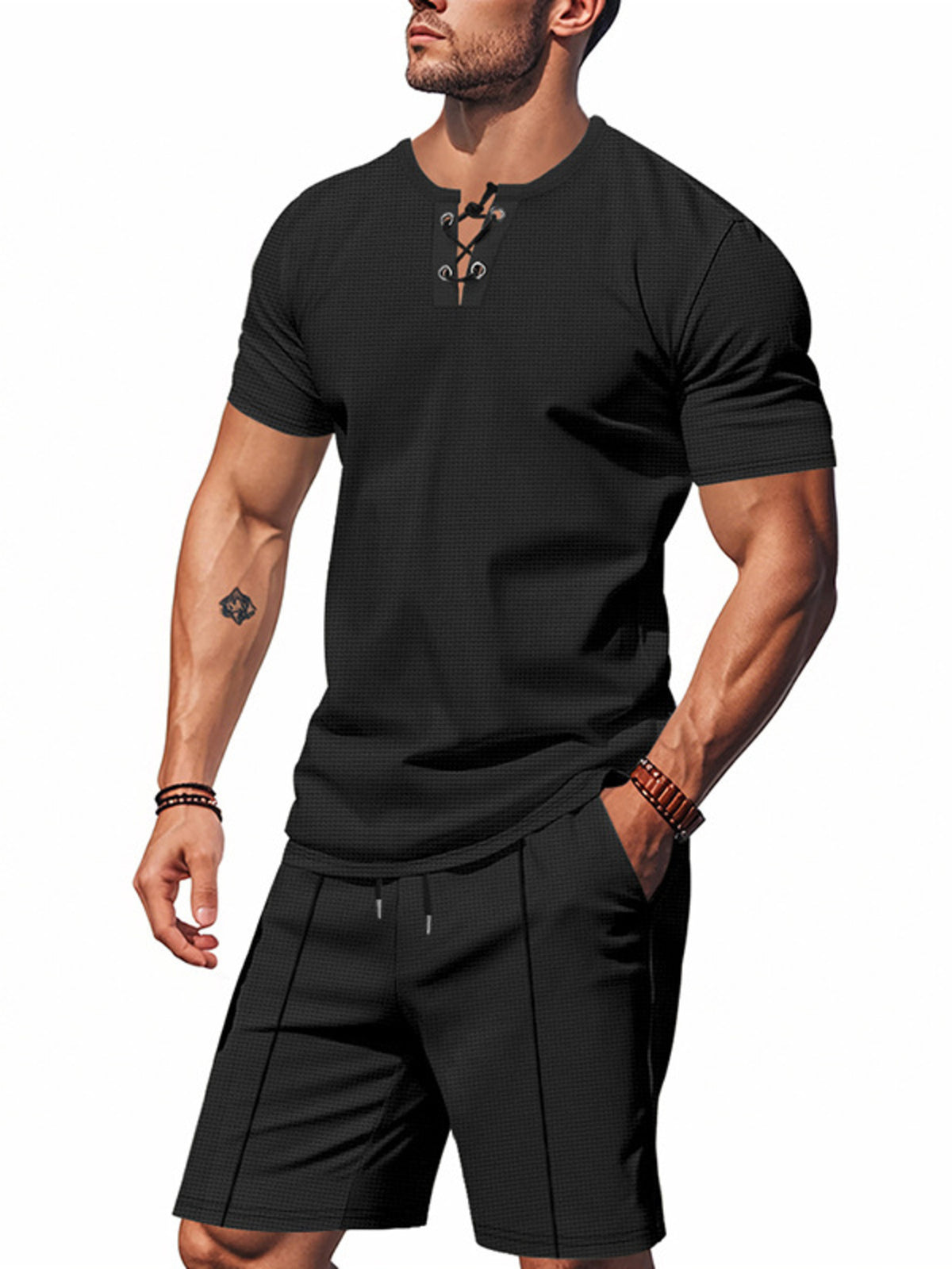 Men's Full Size Casual Short Sleeve Top & Shorts Set Plus Size - Lilixa.store