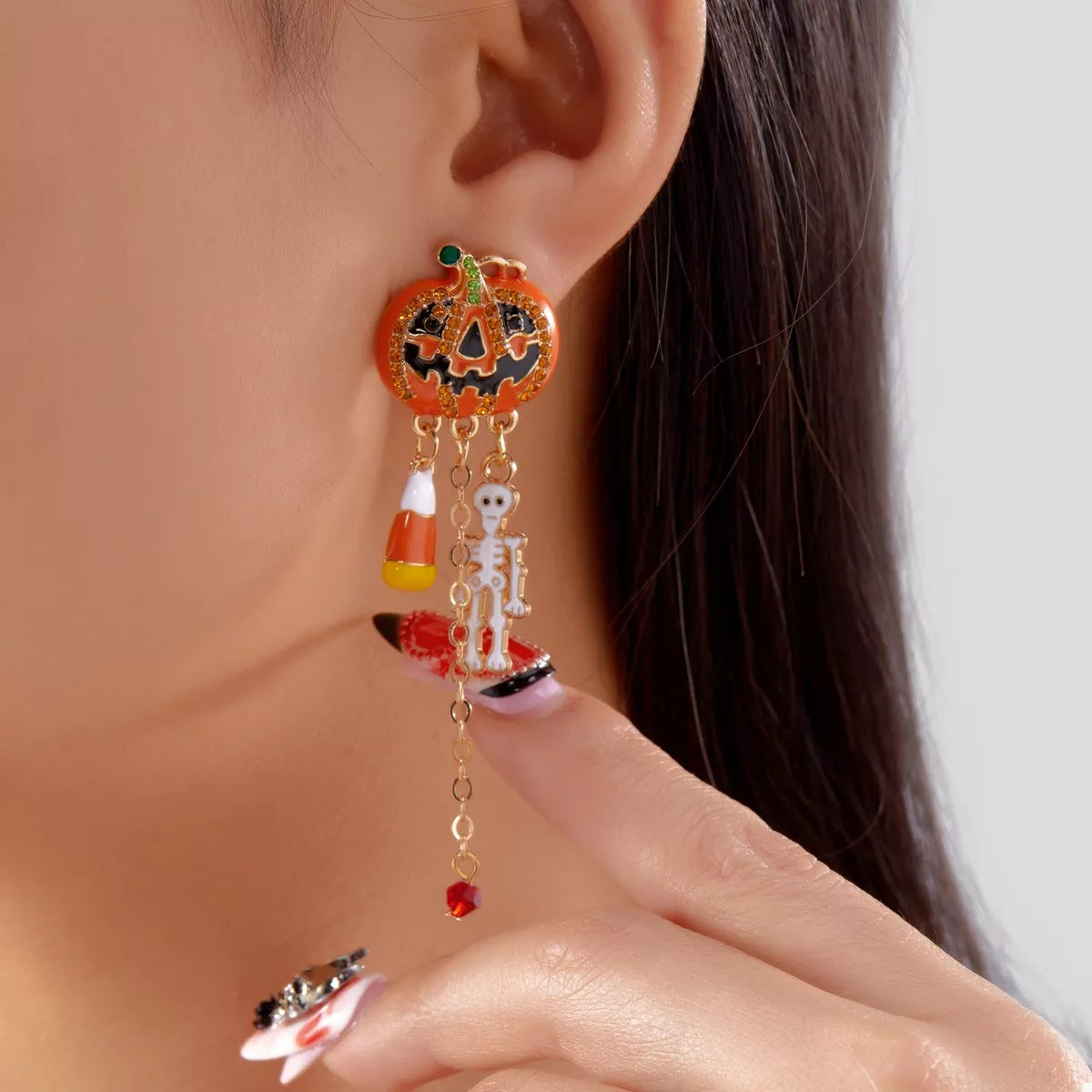 Halloween Pumpkin Drop Chain Earrings - Lilixa.store