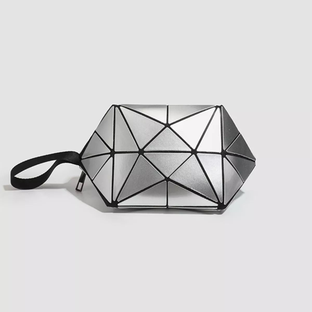 Geometric Metallic Silver Clutch with Modern Origami Design, view 8