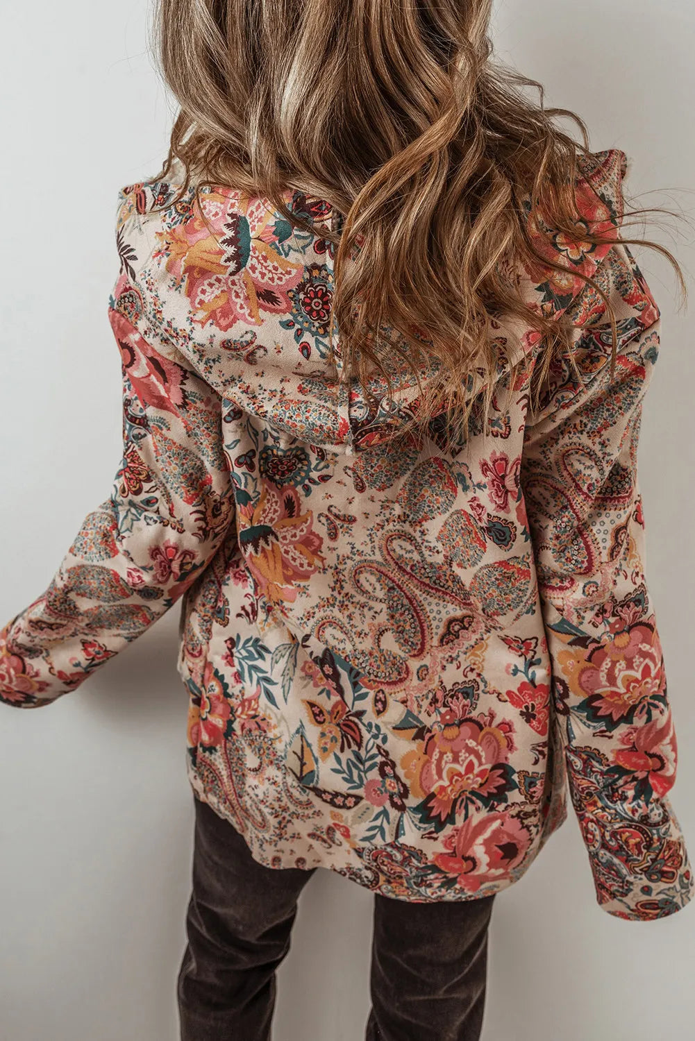 Printed Long Sleeve Hooded Jacket in Floral, view 2