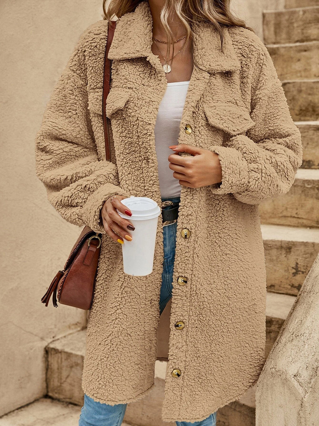 Collared Button Down Coat - Lilixa.store