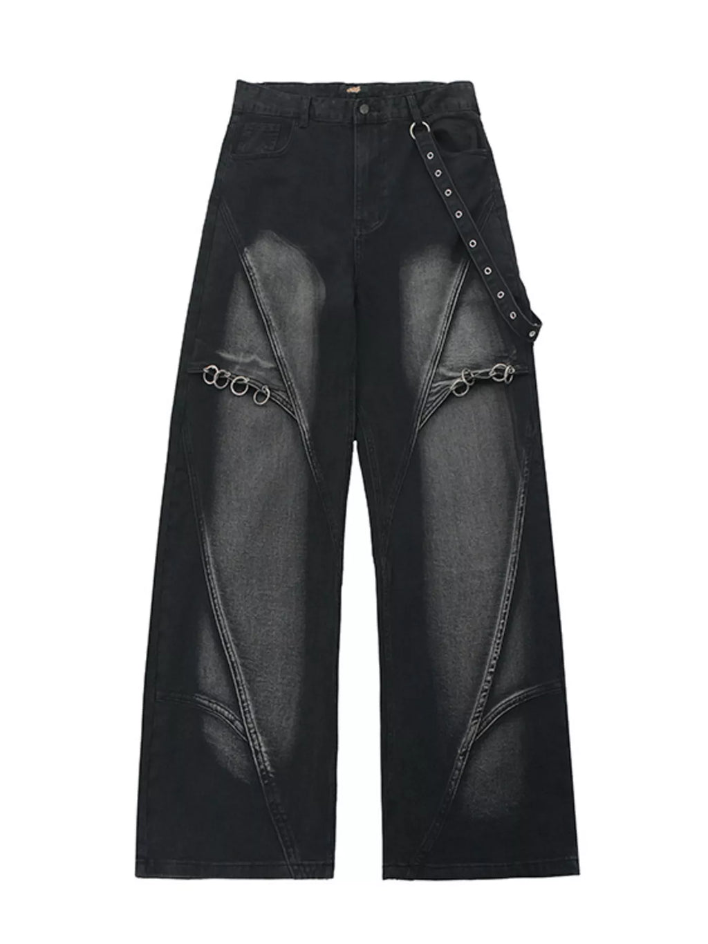 Men's Full Size Wide-Leg Denim Jeans with Metal Ring Plus Size - Lilixa.store