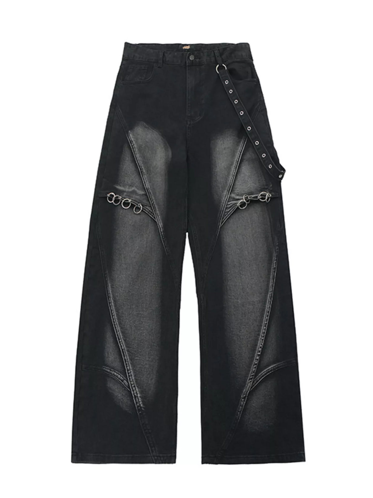 Men's Full Size Wide-Leg Denim Jeans with Metal Ring Plus Size - Lilixa.store