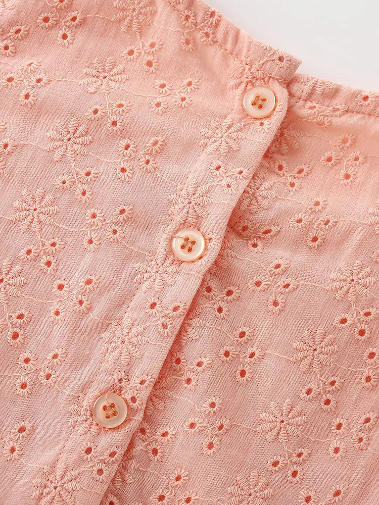Children's Eyelet Flutter Sleeve Dress - Lilixa.store