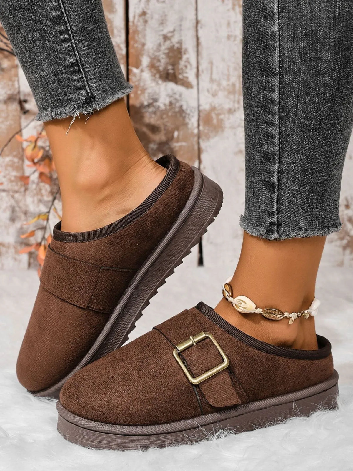 Cozy Buckle Suede Winter Slippers - Lilixa.store